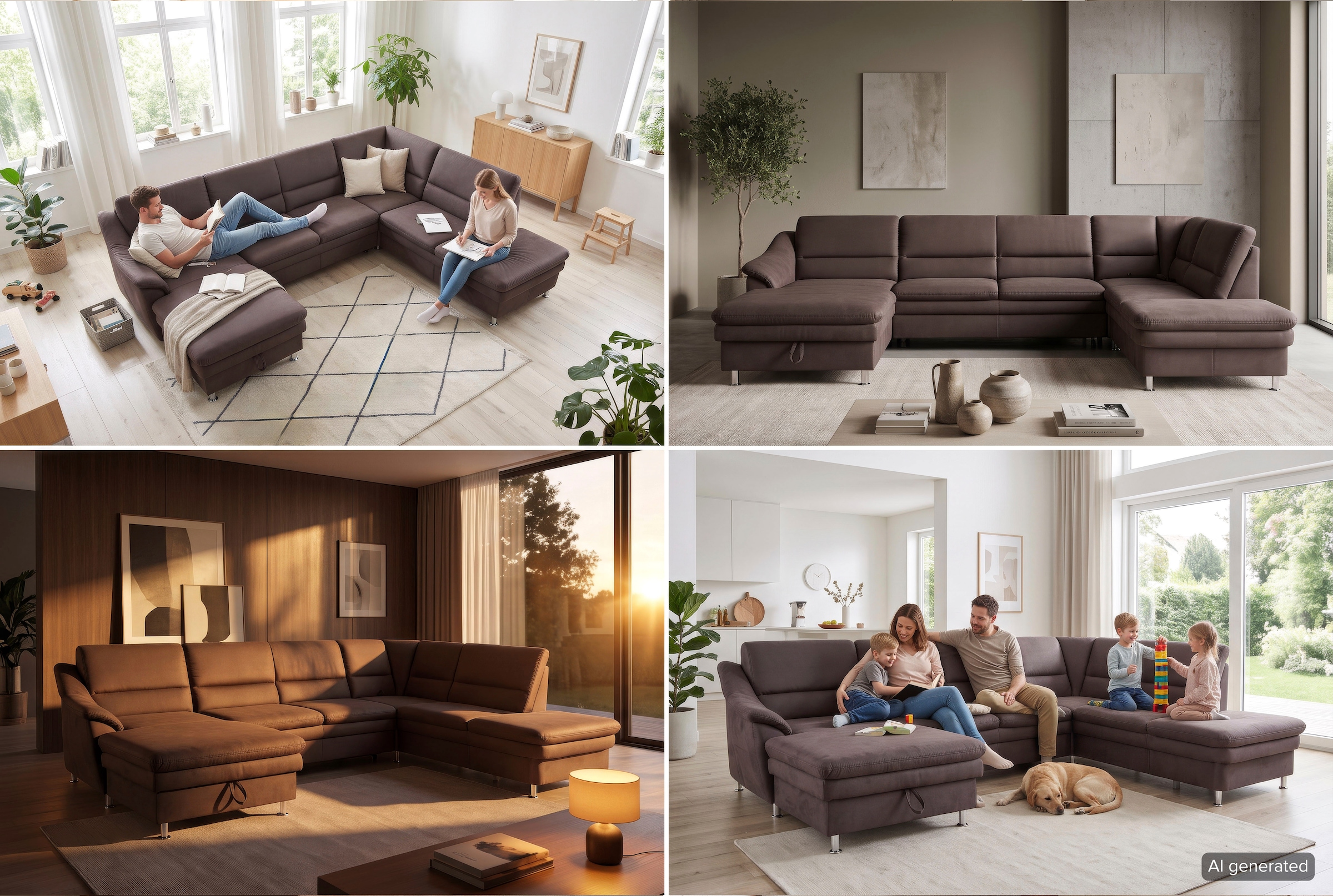 sit&more Wohnlandschaft »Cardoso, U-Form, B: 324 cm, Bettfunktion und Relaxfunktion optional« 2 Kopfstützen inklusive, Federkern, komfortable Sitzhöhe 47 cm