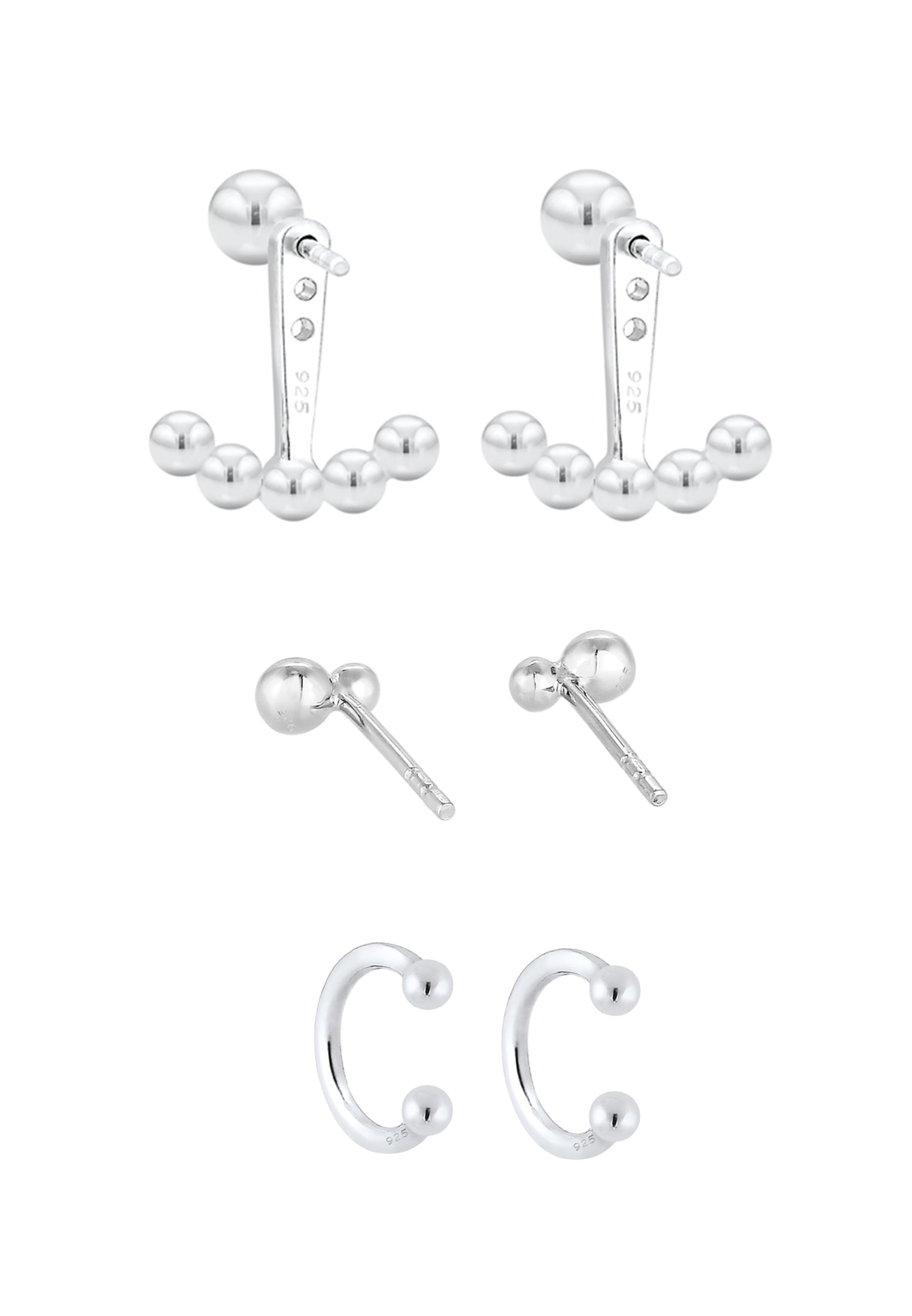 Elli Ohrstecker-Set »Ohrringe Ear Jacket Stecker Kugeln (3 tlg) 925 Silber«