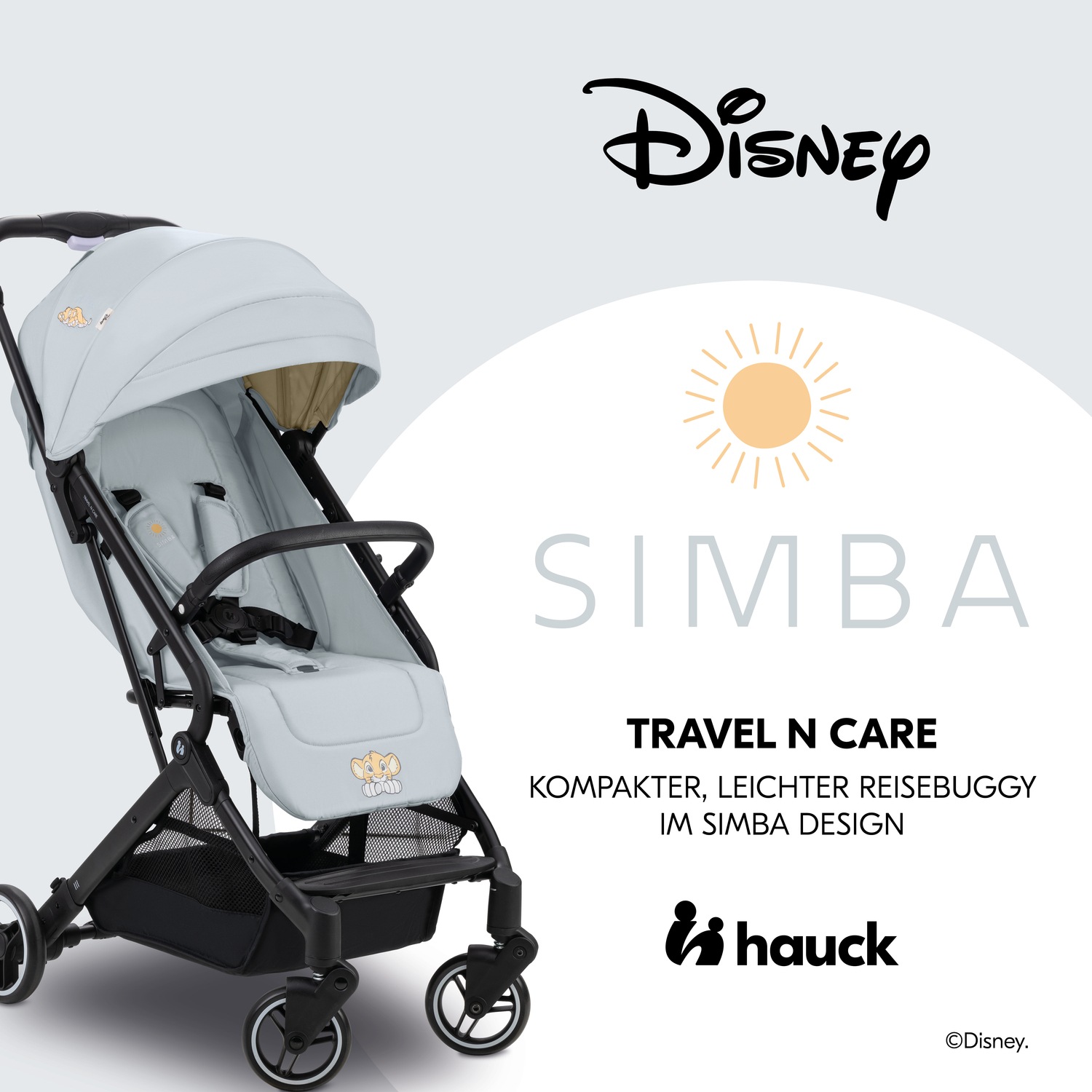 Hauck Kinder-Buggy »Travel N Care, Simba grey«, 25 kg, leicht; bis 22 kg belastbar; inkl. Schulter-Tragegrut