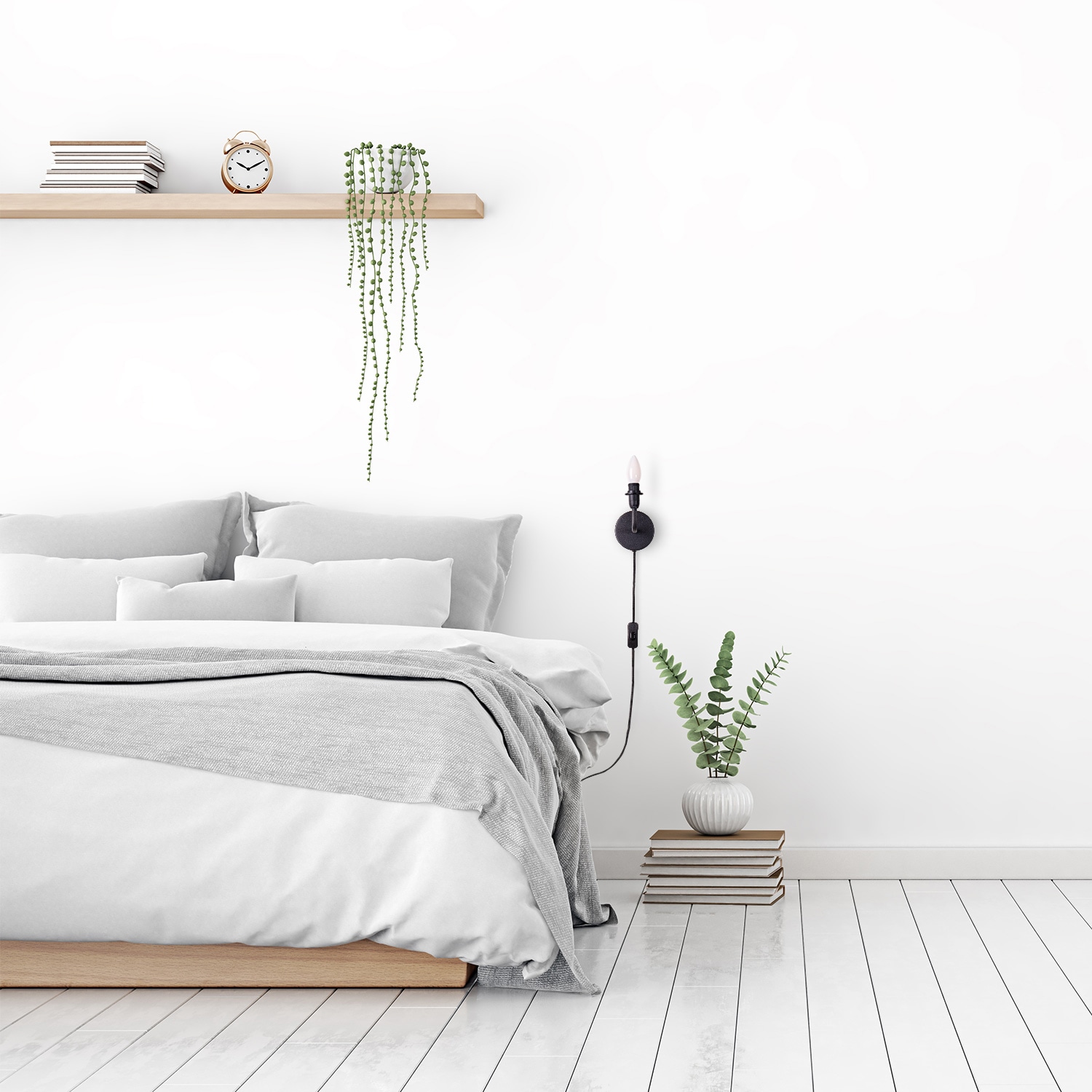 Paco Home Wandleuchte »LUCA«, 1 flammig, Leuchtmittel E14 | ohne Leuchtmittel, Wandlampe Innen Mit Schalter Flur Lampe Wohnzimmer Kabellänge 3m E14