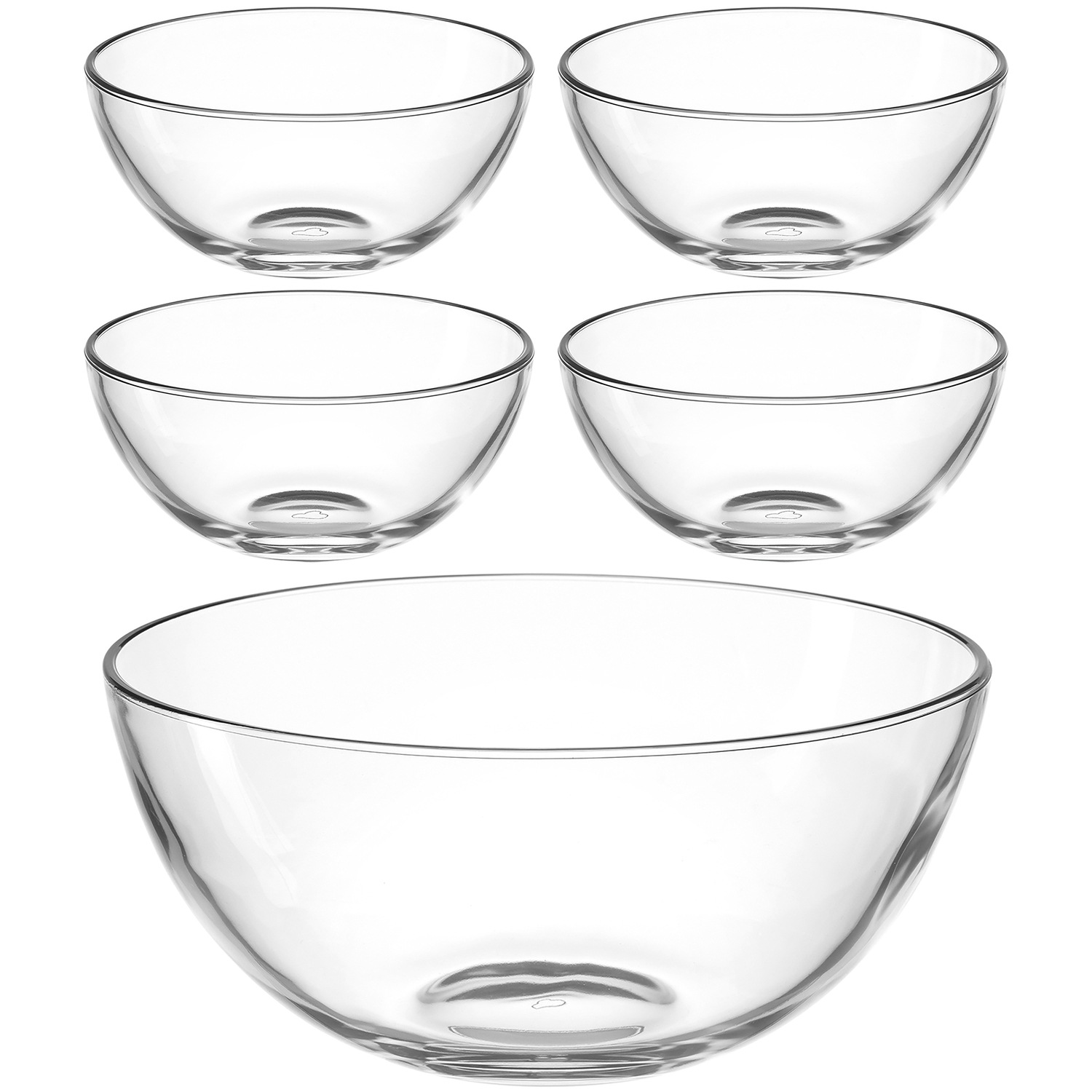 LEONARDO Schale »Schalen-Set CUCINA, 5er Set, 4x Ø 14 cm & 1x Ø 28 cm«, 5 tlg., aus Glas, Spülmaschinengeeignet