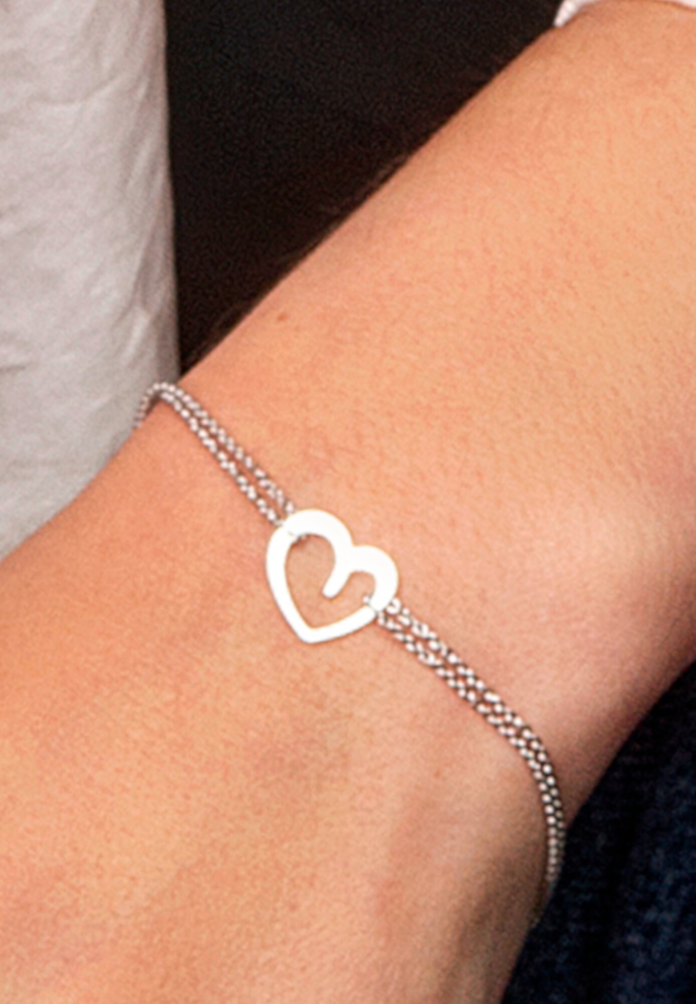 ONE ELEMENT Silberarmband »Herz Armband Rundankerkette aus 925 Silber  17 cm Ø 1,1 mm«