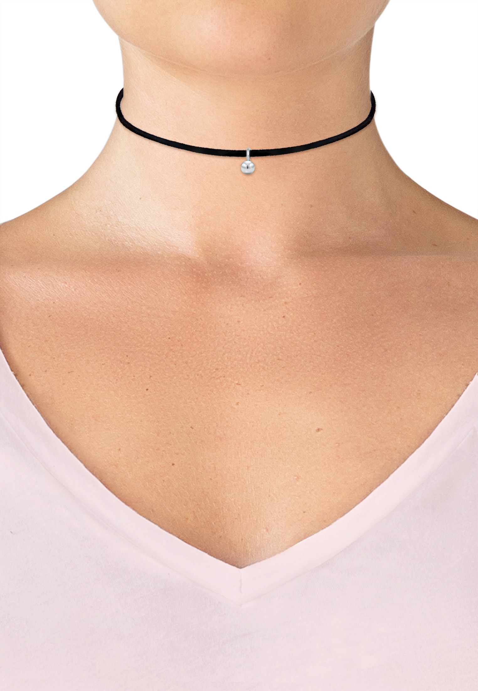 Elli Choker »Halskette Choker Velour Schwarz mit Anhänger Kugel Silber«