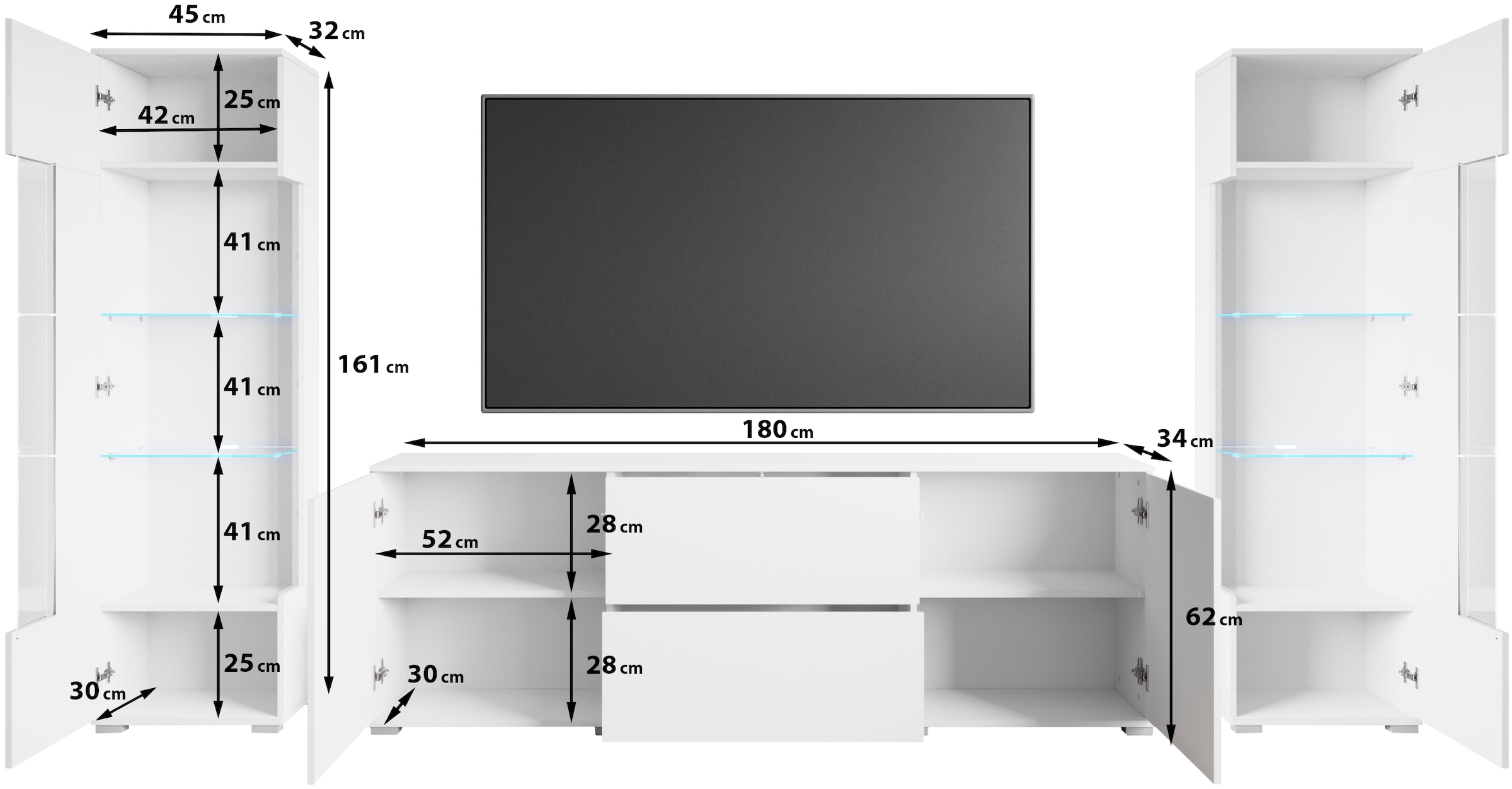 OTTO home Wohnwand »KENIA« Komplett-Set, 3 Stk. tlg.