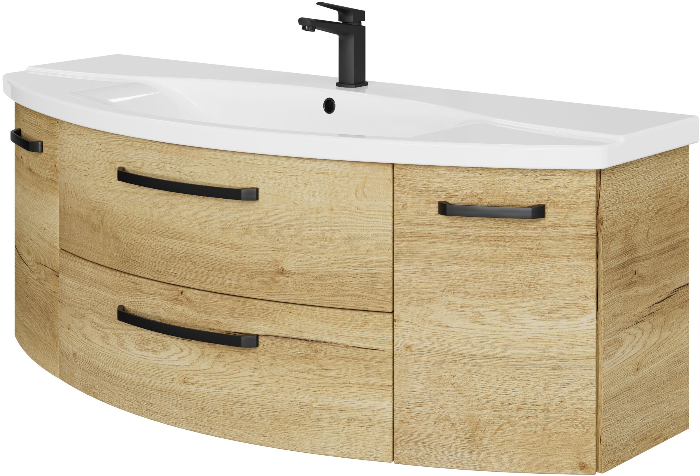 Saphir Badmöbel-Set »Serie 4010 4-teilig Keramik-Waschtisch mit LED-Spiegelschrank«, (Set), Badezimmer Set mit Unterschrank, Midischrank, inkl. Türdämpfer