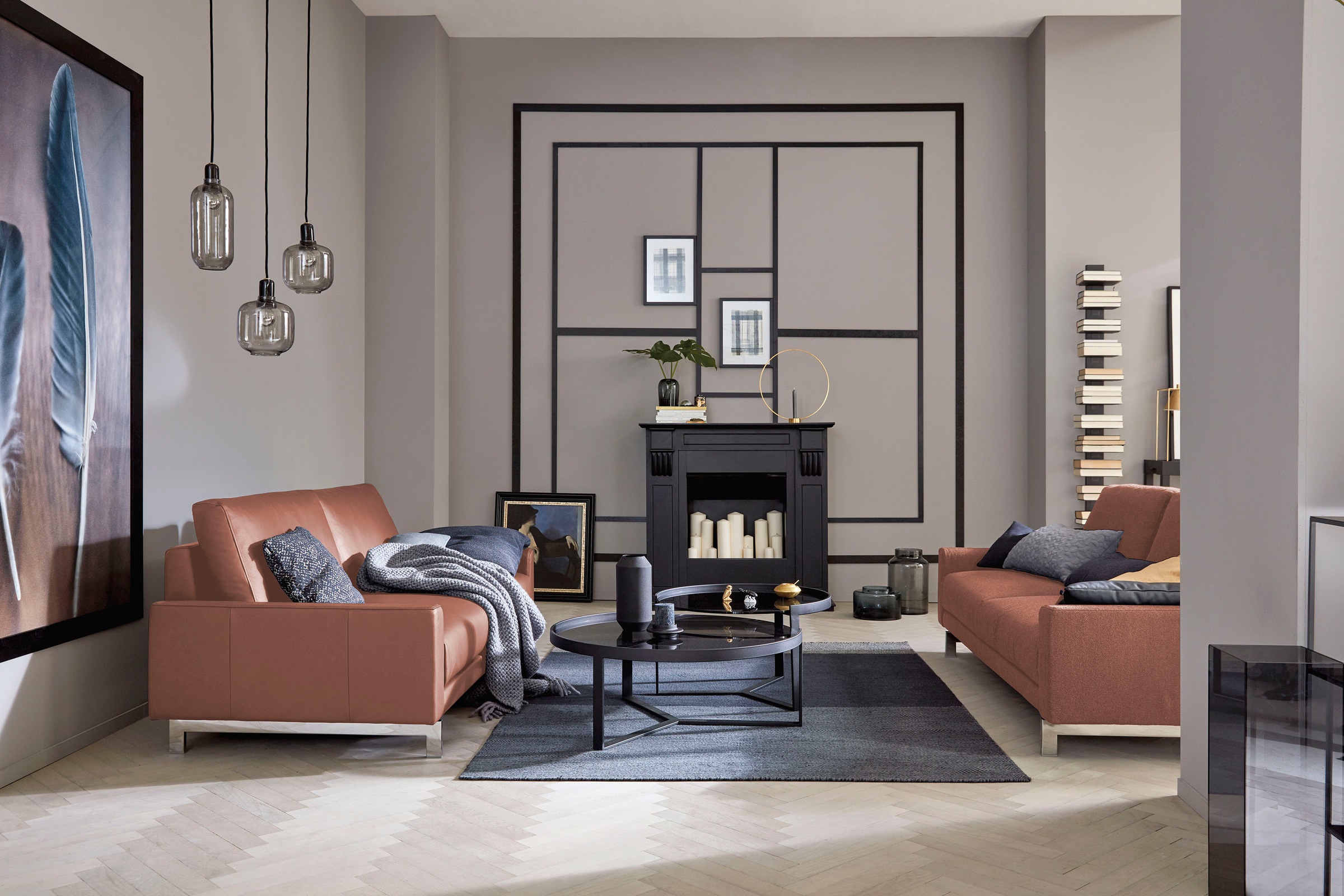 Creation BY ROLF BENZ 3-Sitzer »CR.450, Designsofa, Loungesofa«, Armlehne niedrig, Fuß chromfarben glänzend, Breite 204 cm