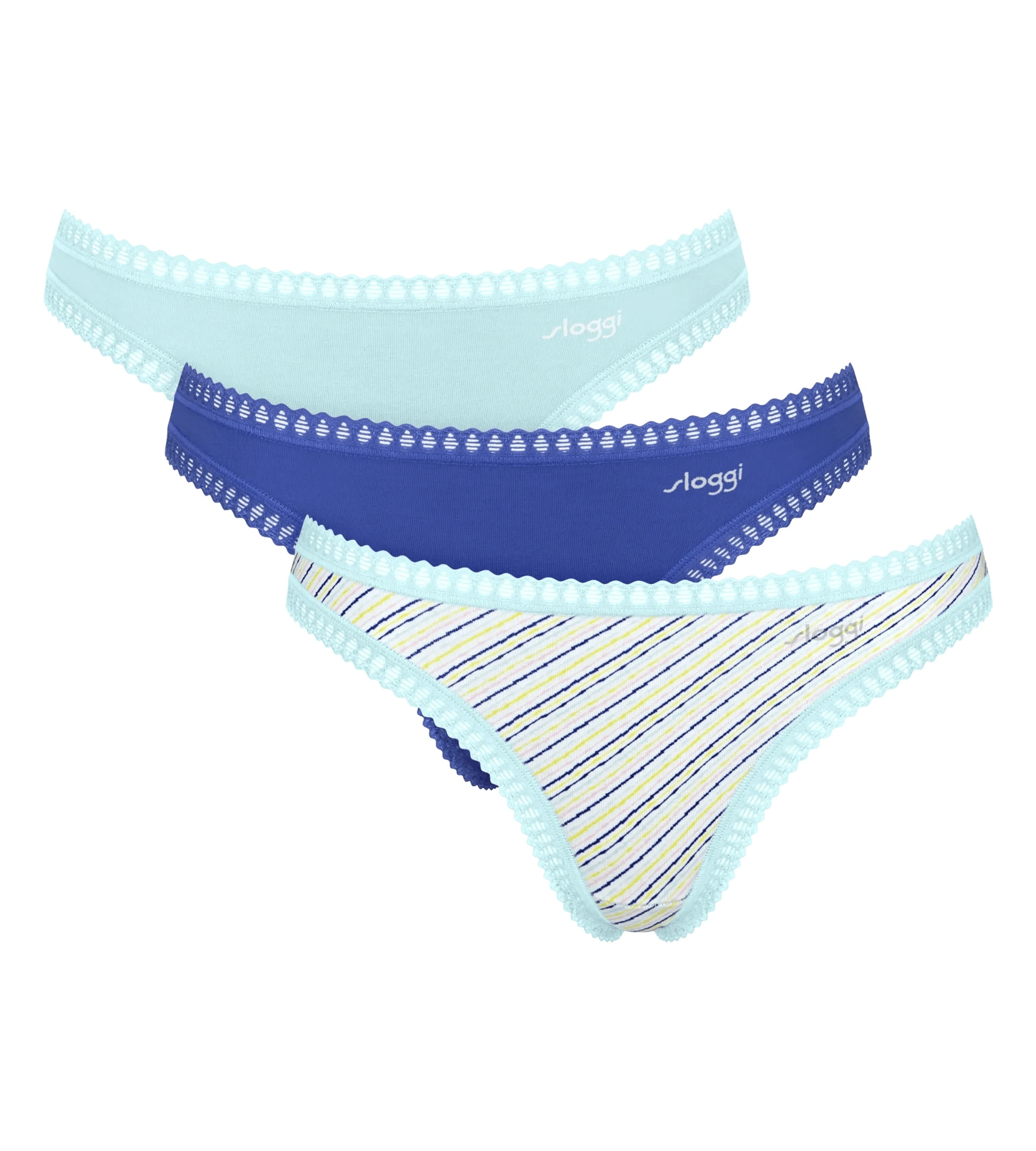 sloggi String »GO Crush« 3er Pack,  dehnbare Spitzendetails, Multipack, Cotton-Mix, bequem
