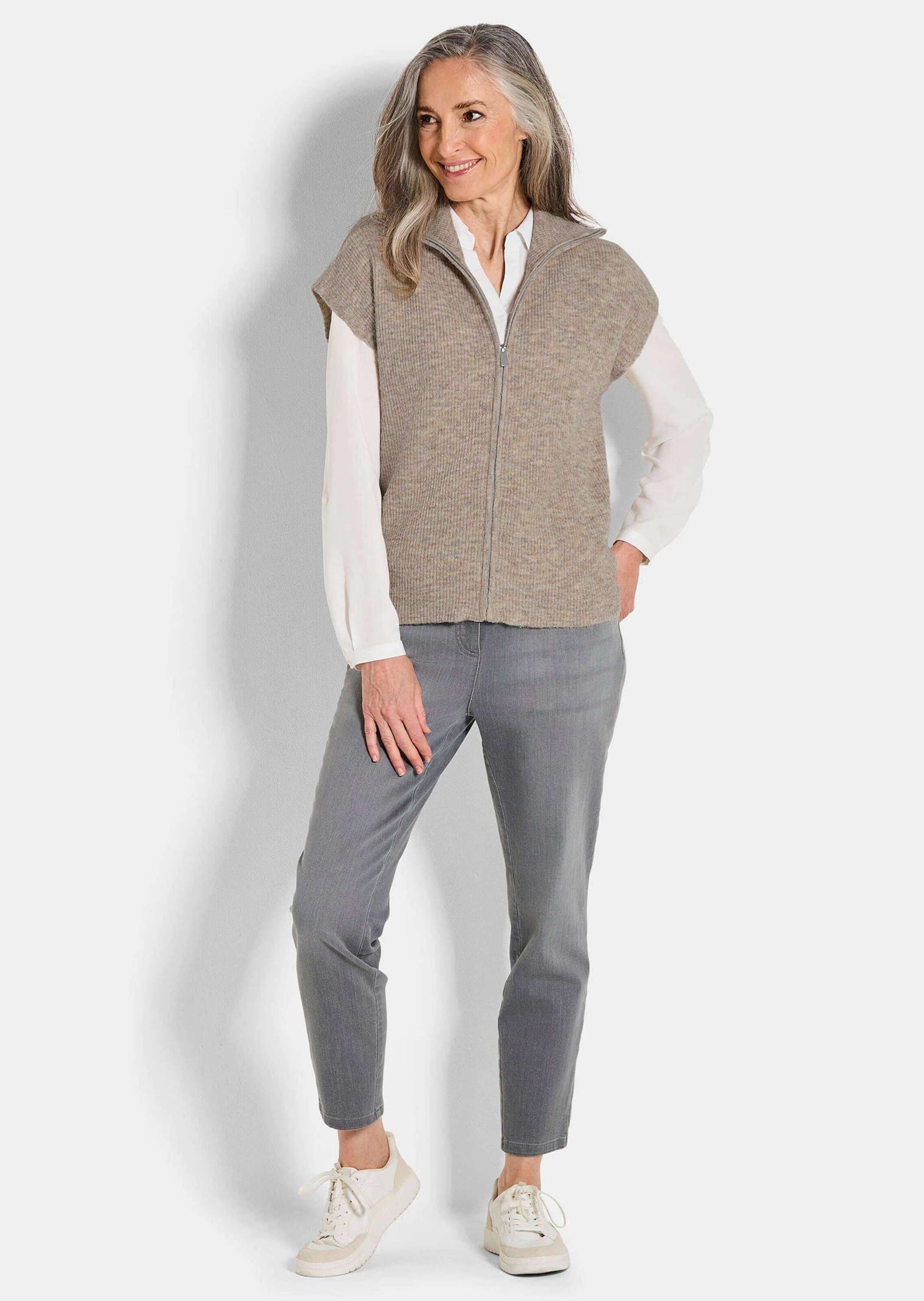 GOLDNER Kurzweste »Melierte Weste mit Reißverschluss« Umlegekragen kann hochgeschlossen werden