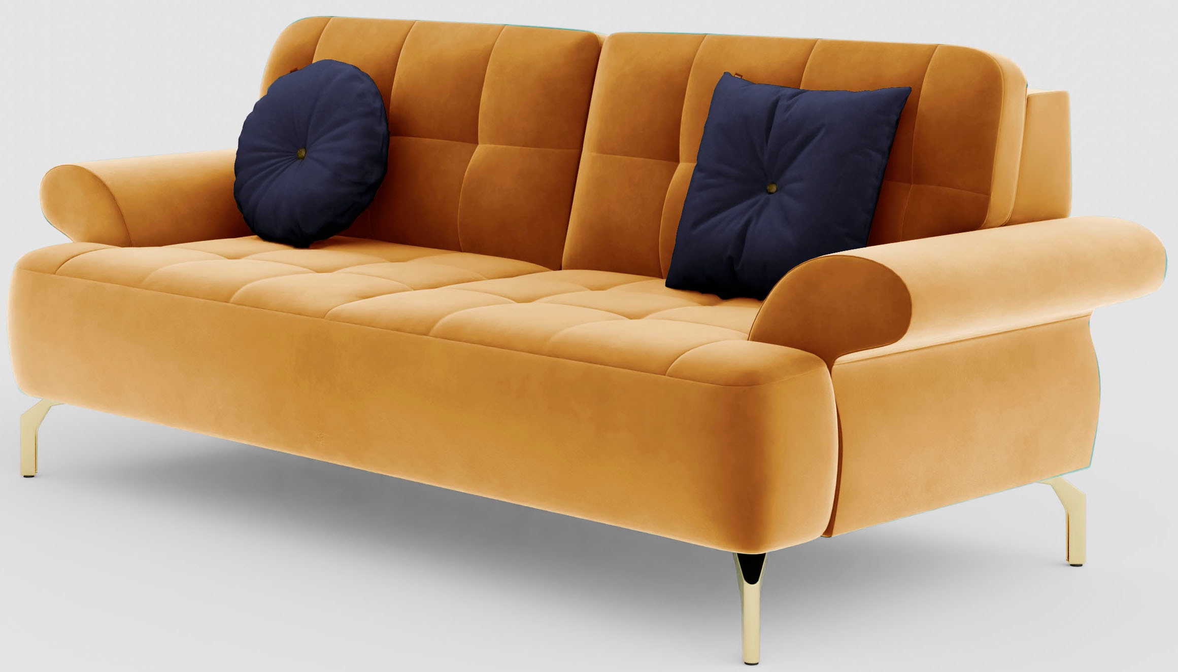 sit&more 2,5-Sitzer »Orient 1« inkl. 2 Zierkissen mit Strass-Stein, goldfarbene Metallfüße