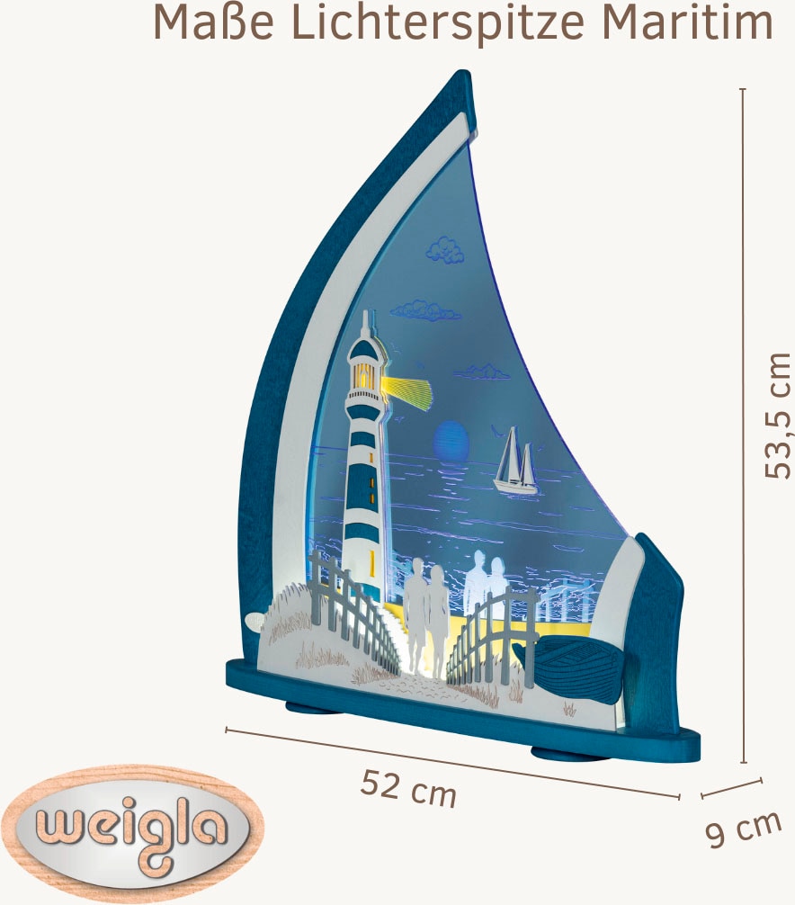 Weigla LED Lichterbogen »Maritim, Leuchtturm, Lichterspitze, Dekoleuchte, Made in Germany« 1 Stk. Erzgebirge garantiert, maritime Deko Innen, Dekolampe, BLAU-WEIẞ