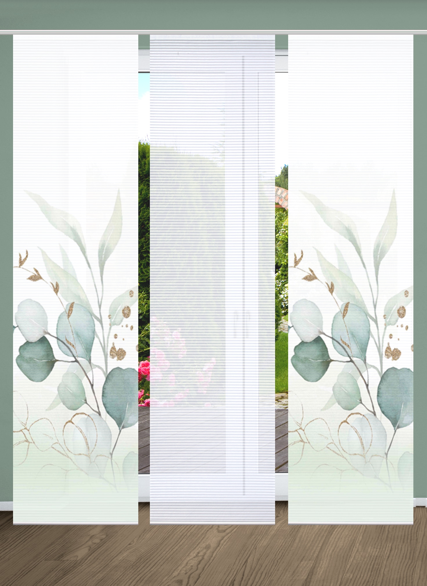 HOME in green Schiebegardine »ABANIO« Paneelwagen 3 Stk. tlg. SET DIGITALDRUCK,BAMBUSOPTIK RECYCELT