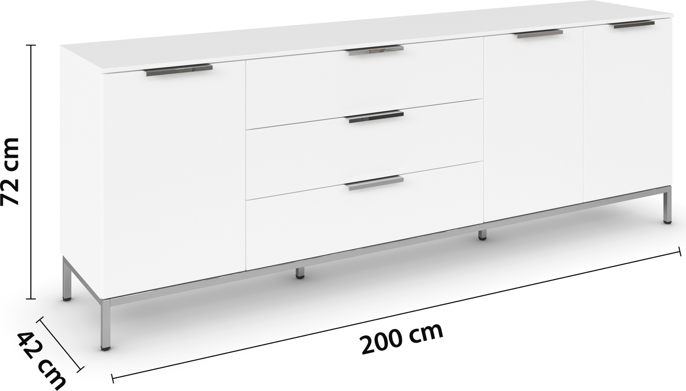 rauch Kombikommode »Kommode Türkommode Sideboard Kombikommode FLIPP« Breite 200 cm mit 2 Einlegeböden,  3-türig mit  3 Schubladen und Soft-Close-Funktion