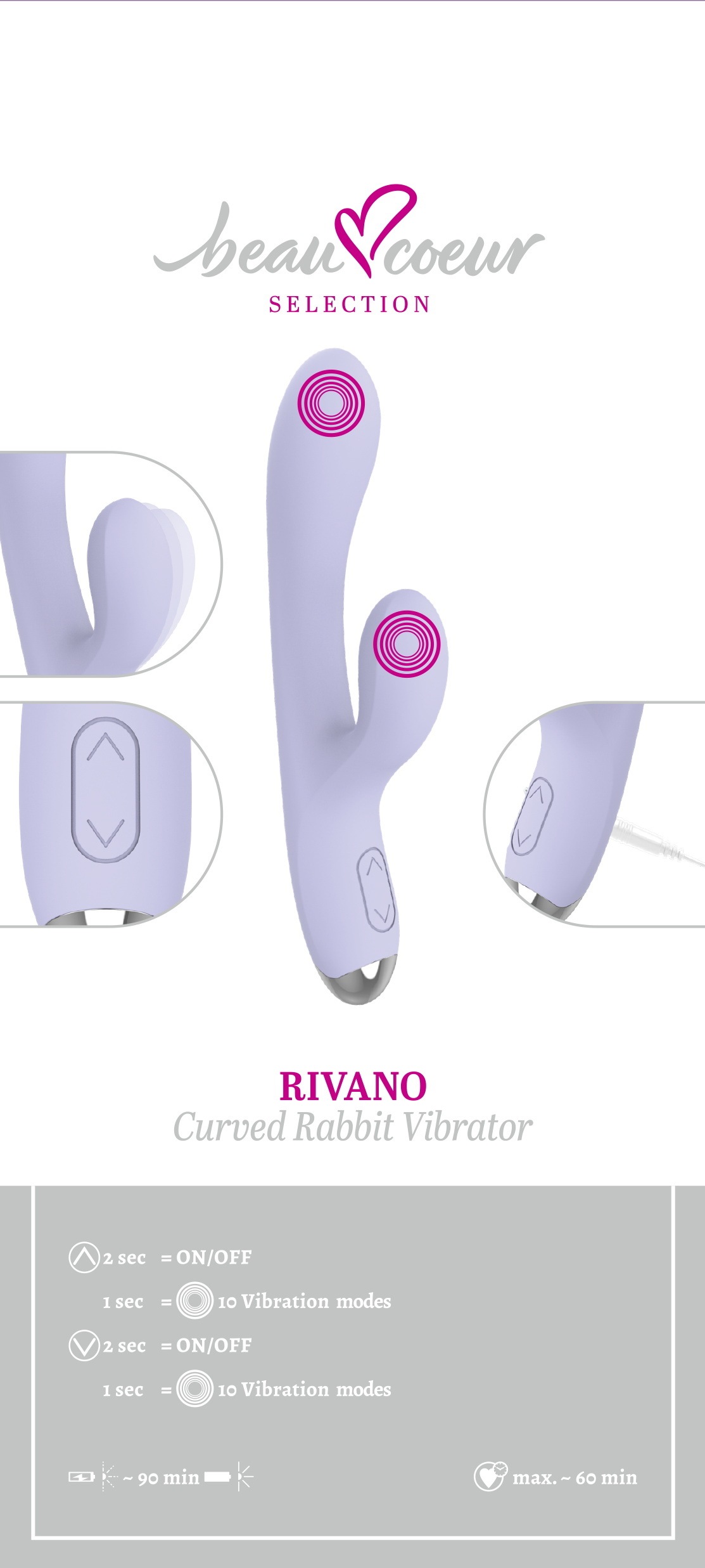 Beau Coeur Vibrator »Rabbitvibrator RIVANO Curved Rabbit Vibrator«