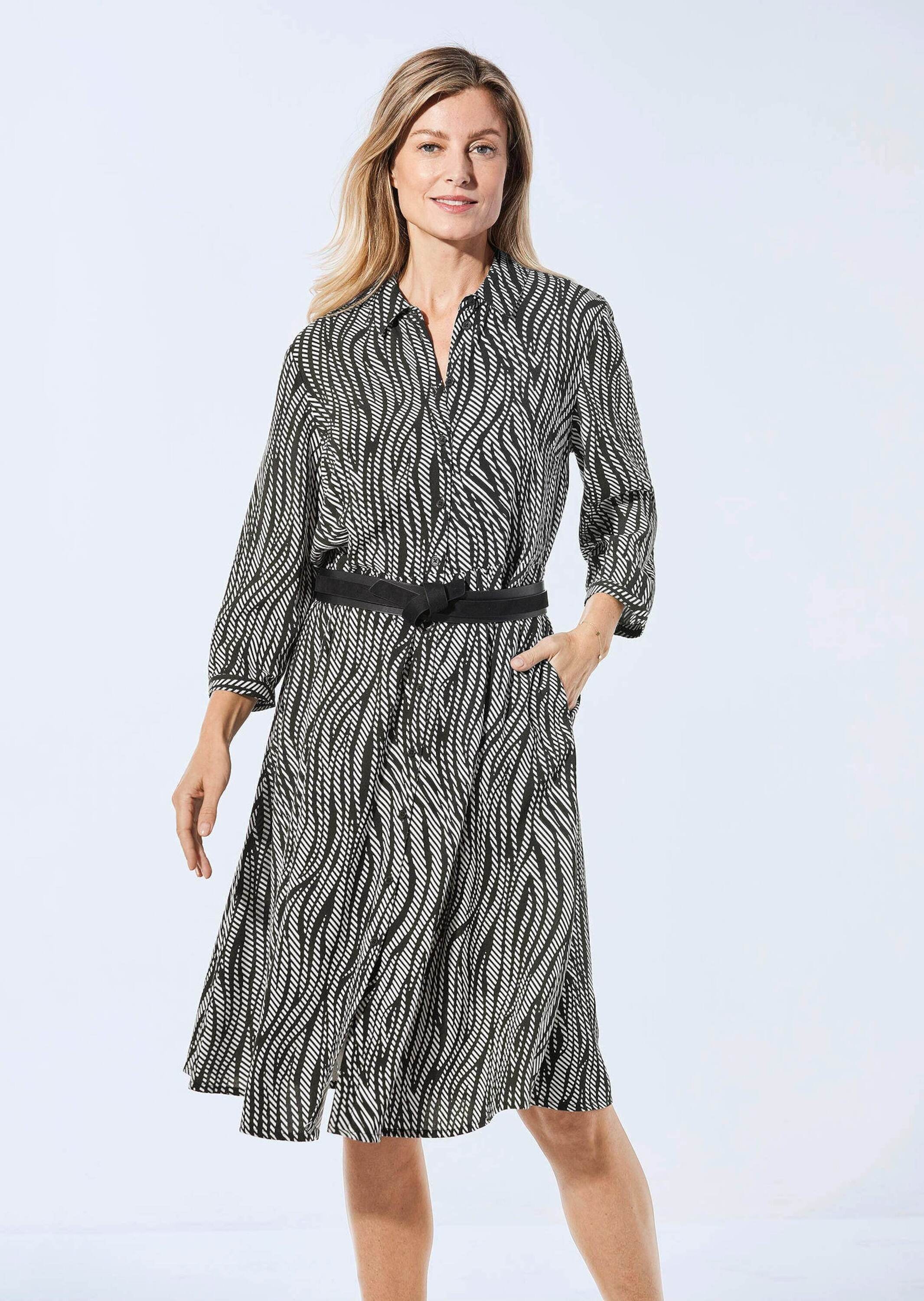 GOLDNER Sommerkleid »Kurzgröße Blusenkleid mit Hemdkragen«