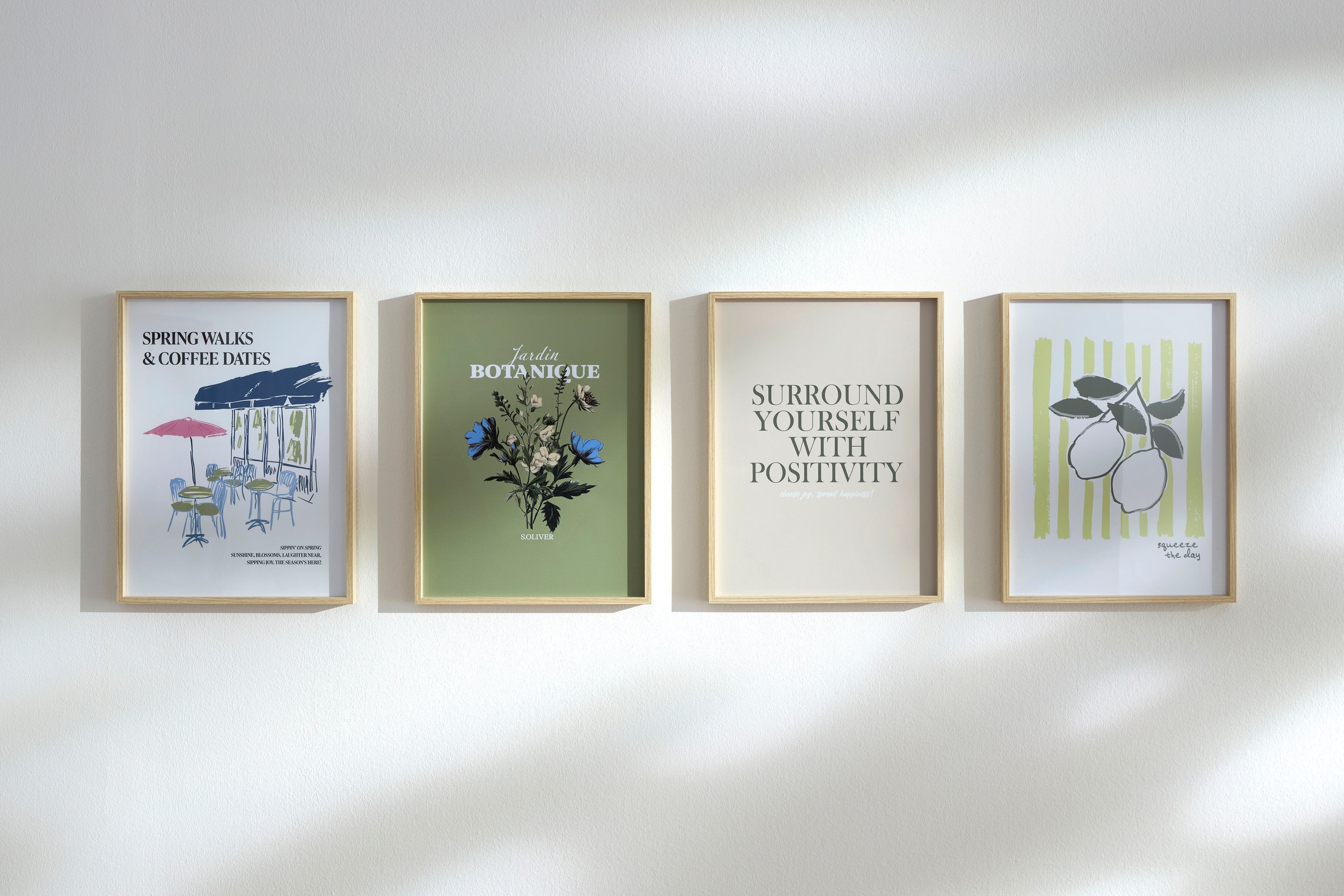 s.Oliver Kunstdruck »Zitronen "Squeeze the day"« Kunst | Obst | Obst Bilder | Schriftzug | Schriftzüge 1 Stk. tlg. gerahmt, Rahmen aus Holz, Echtholz