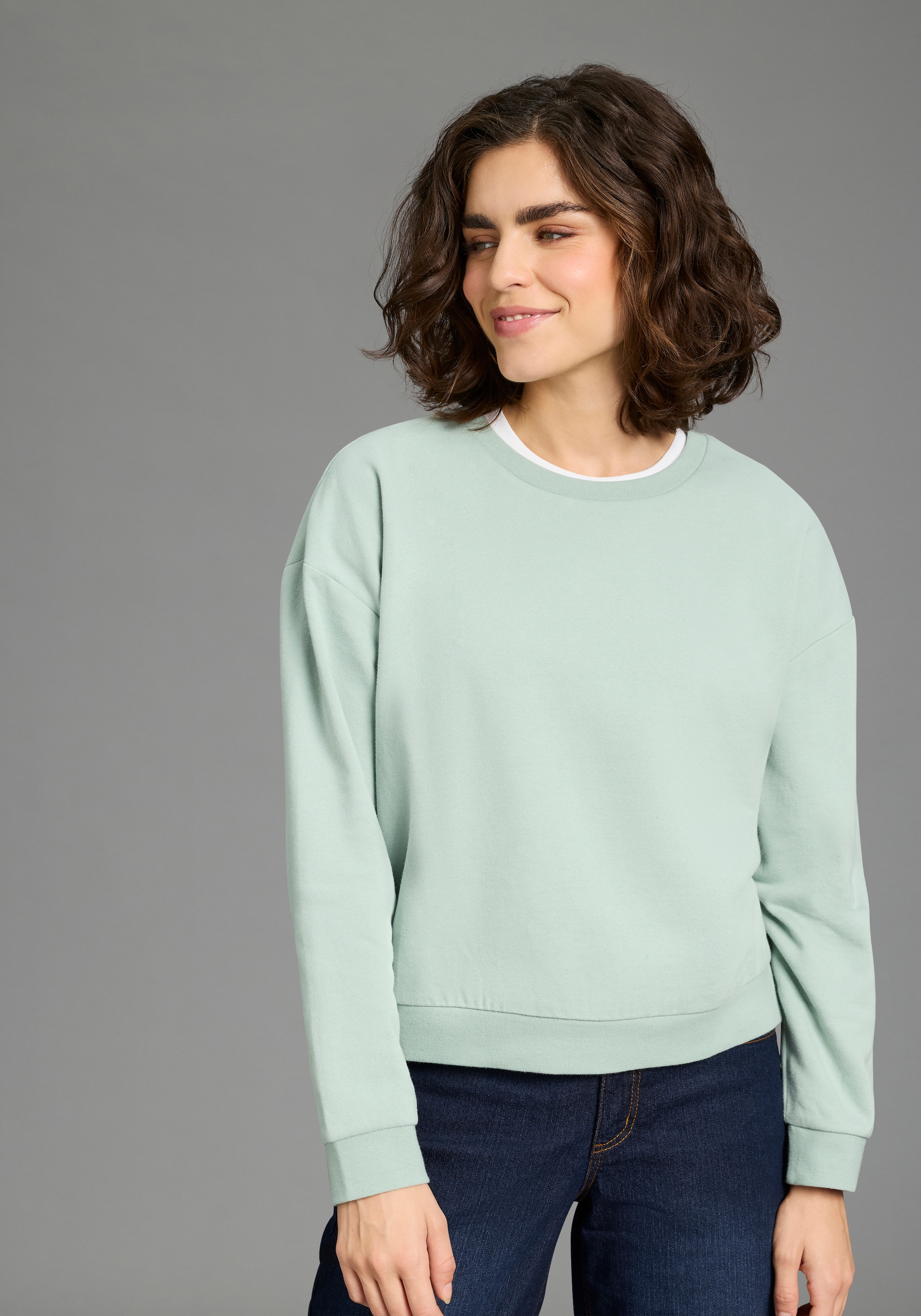 Flashlights Sweatshirt , im Basic-Stil, Langarm, Rundhalsausschnitt, mit Rippbündchen
