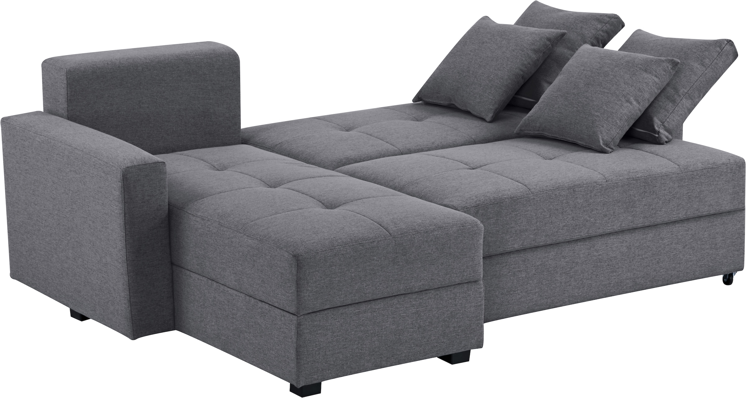 INOSIGN Ecksofa »KILLAM, 217 cm, L-Form, mit Schlaffunktion u. Bettkasten«, Recamiere rechts / links montierbar, in Cord und Webstoff