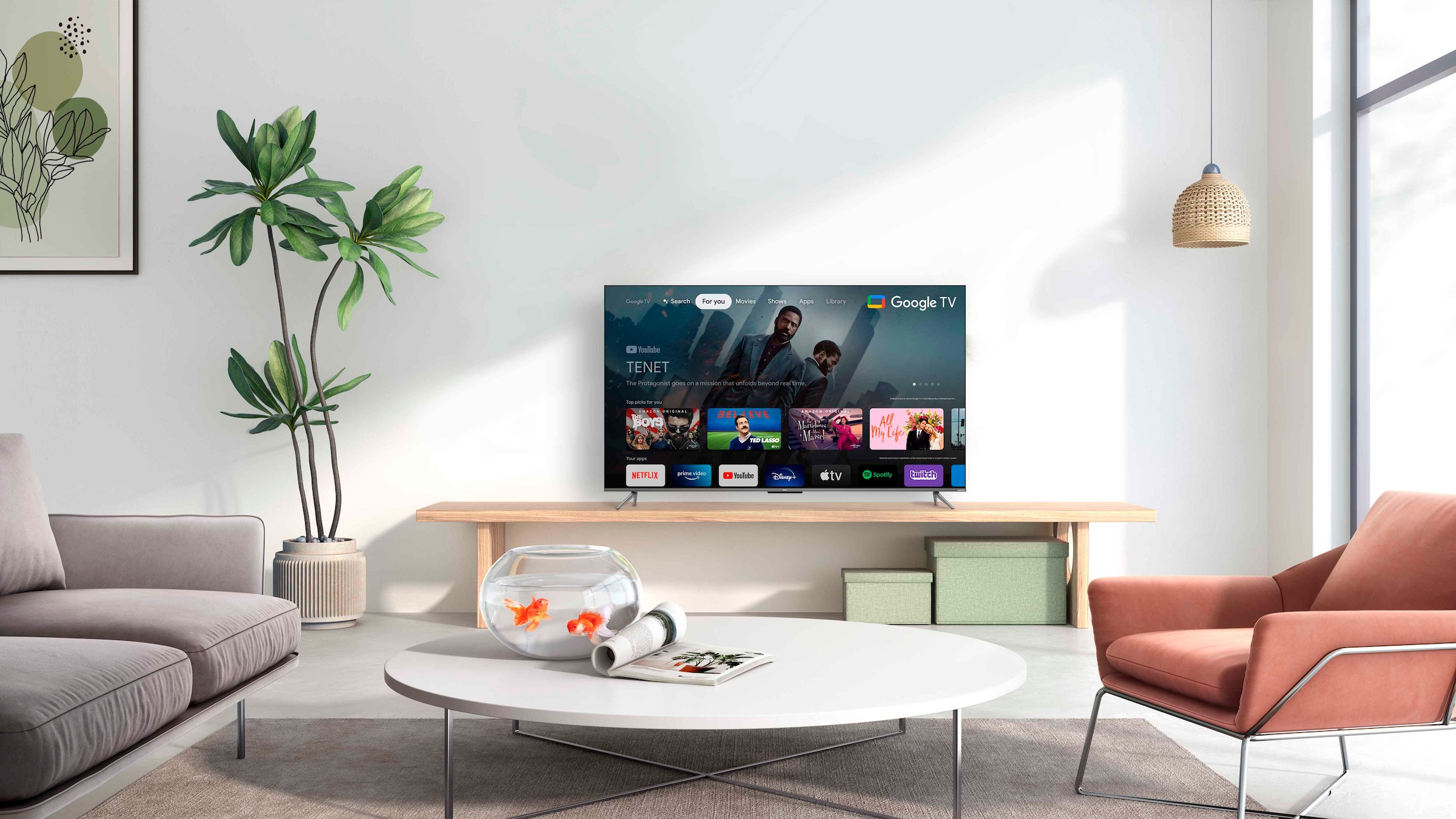 TCL QLED-Fernseher »50C735X2«, 4K Ultra HD, Smart-TV-Google TV, HDR Premium, Dolby Atmos, HDMI 2.1, Metallgehäuse, ONKYO-Sound