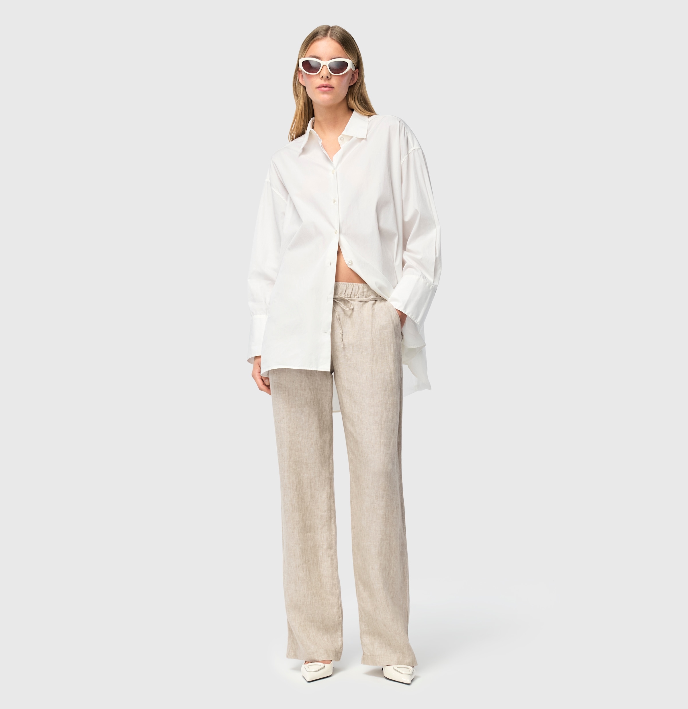 MAC Leinenhose »CHIARA BELT«  Sommerhose Wide Fit, mit geradem, weitem Bein