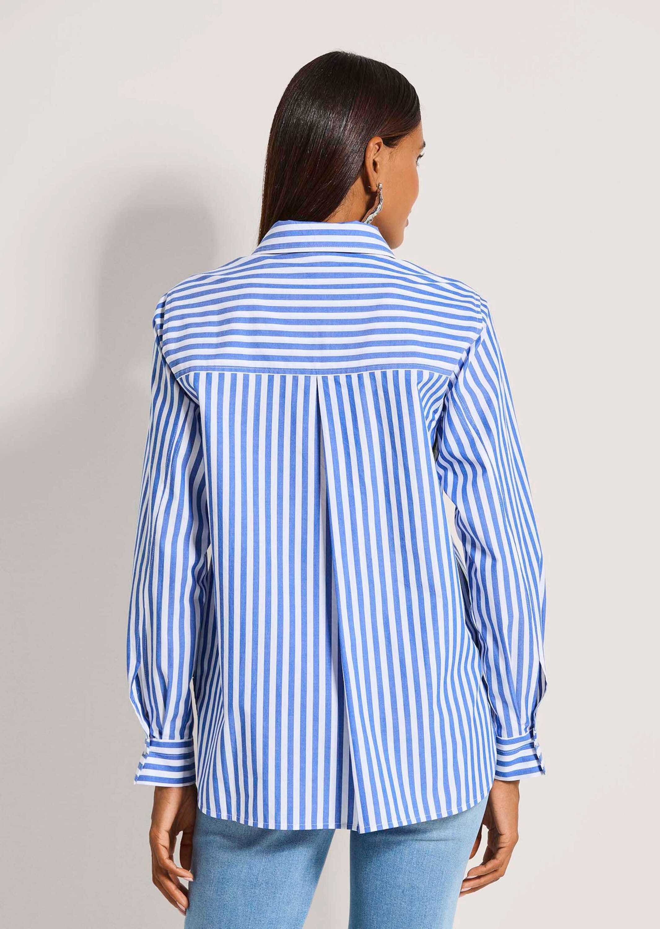 MADELEINE Langarmbluse »Streifenbluse Hemdbluse mit Streifenmuster« Bluse mit seitlich eingesetztem Kontrastband