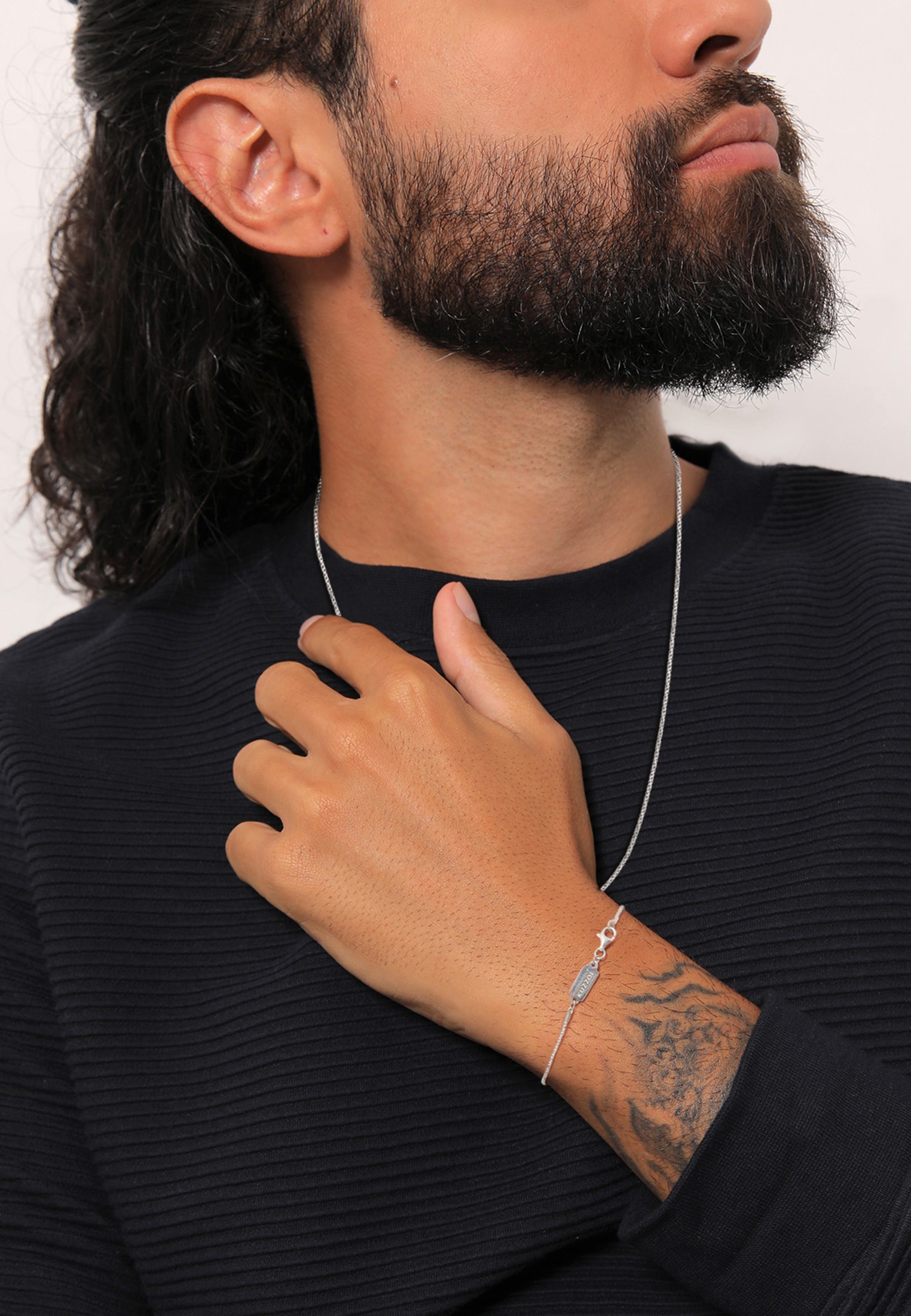 Kuzzoi Ketten und Armband Set »Schmuckset Kette Armband Kordel Basic 925 Silber«