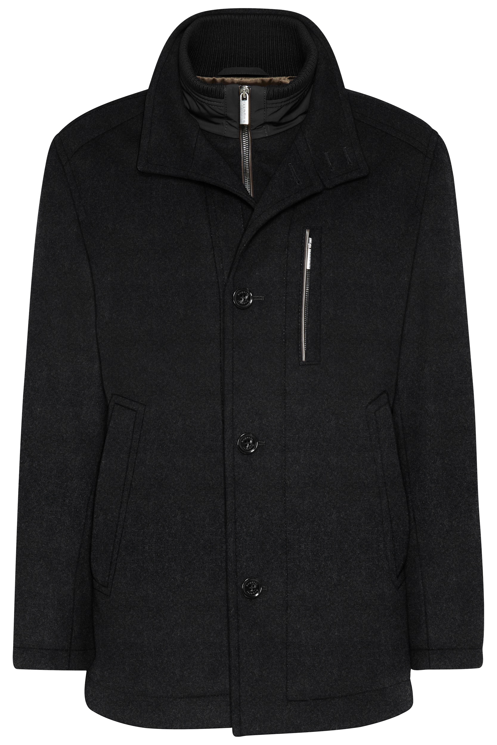 Bugatti Herren Langjacke ohne Kapuze mit Westeneinsatz in schwarz, Größe 50