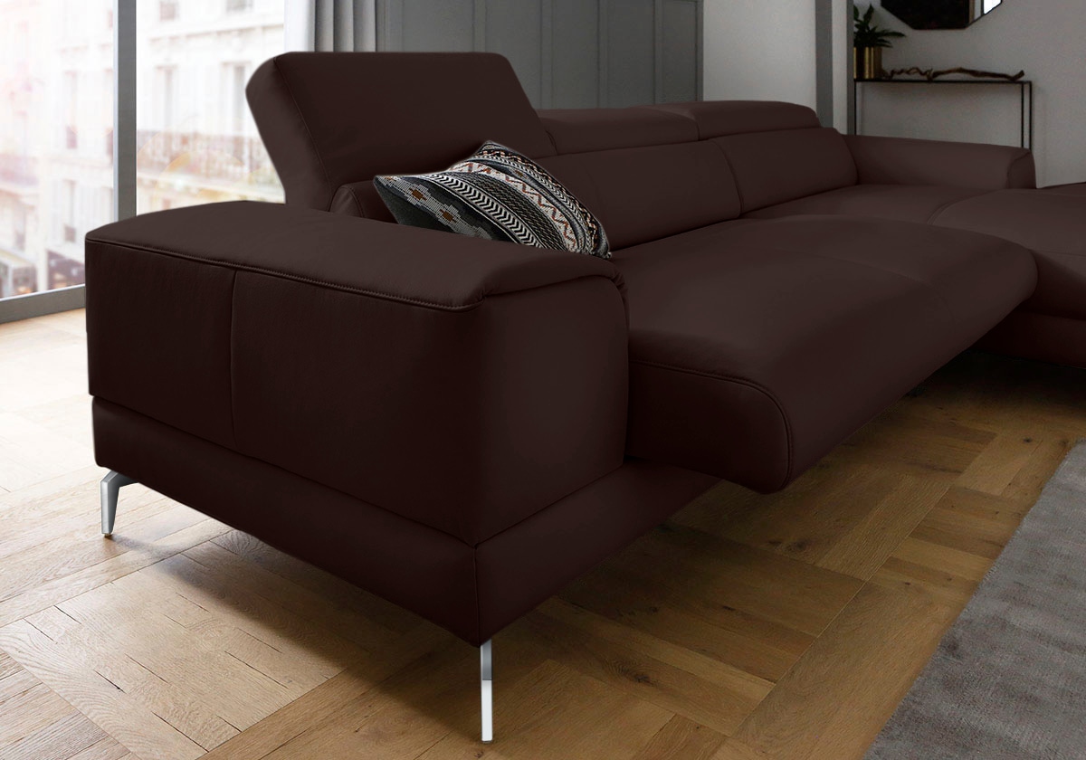 W.SCHILLIG Ecksofa »piedroo, Designsofa mit tollem Sitzkomfort, bequem und elegant, L-Form«, Kopfteilverstellung, wahlweise mit Sitztiefenverstellung, Breite 303cm