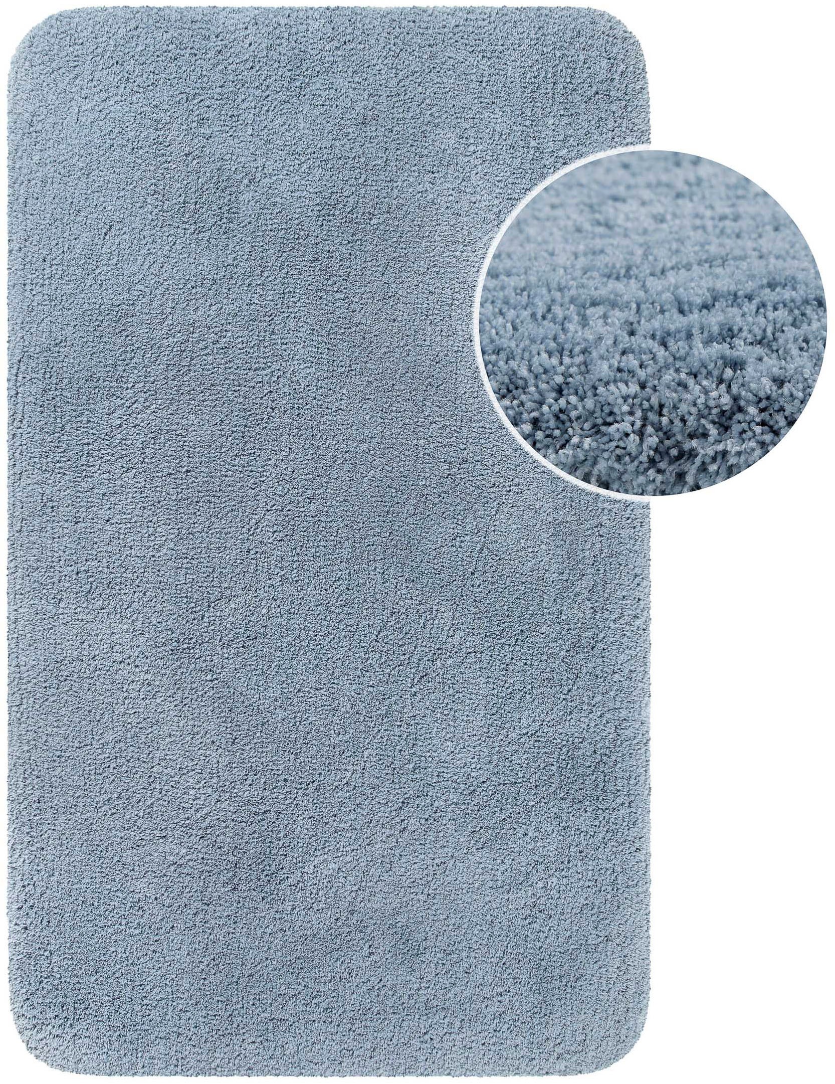 Homie Living Badematte »Porto Azzurro« Höhe 30 mm rutschhemmend beschichtet fußbodenheizungsgeeignet | schnell trocknend Badteppich, uni, rechteckig & rund, waschbar, Badezimmerteppich