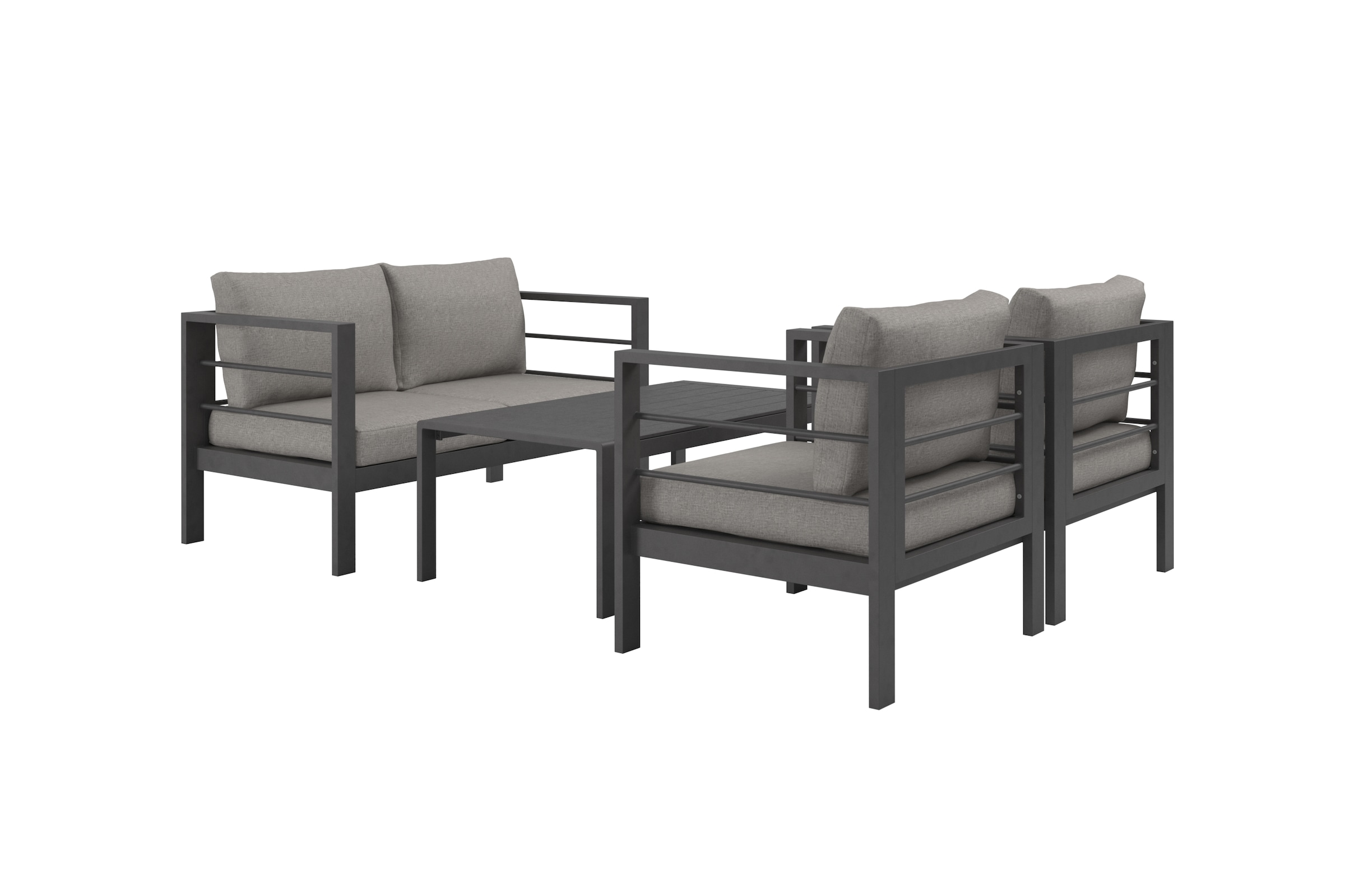 KONIFERA Gartenlounge-Set »»New Jersey««, (Set, 12 tlg., 1x2er Sofa, 2 Sessel, Tisch 62x110x41 cm, inkl. Auflagen), Tischplatte aus Nonwood