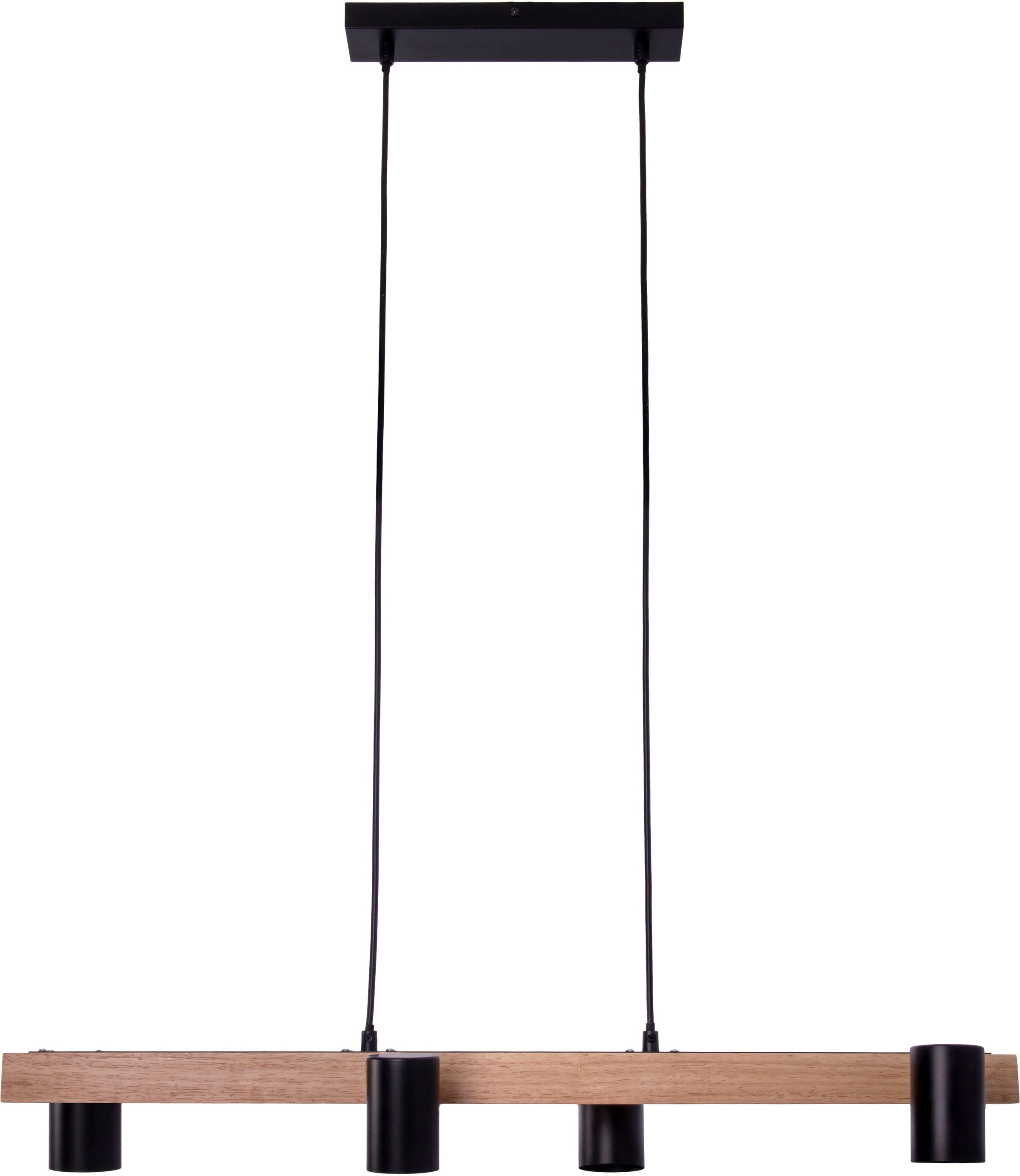 näve Pendelleuchte »Frida«, 4 flammig, Leuchtmittel GU10 | ohne Leuchtmittel, Material Metall/Gummibaum, Farbe natur/schwarz, exkl. 4xGU10 max. 40W