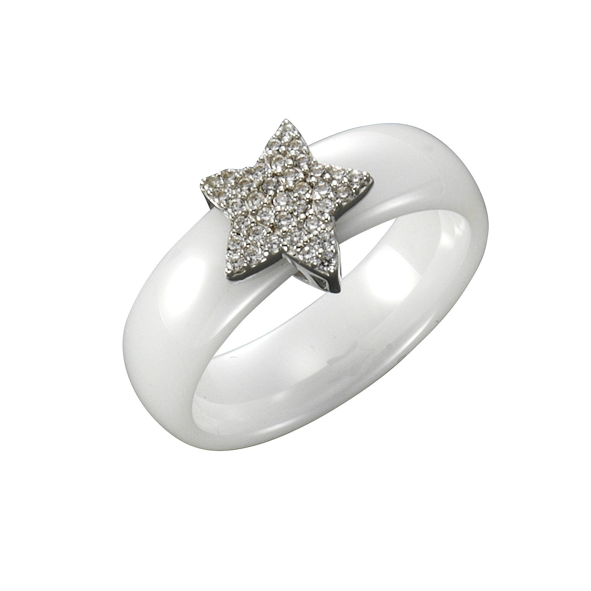 Jacques Lemans Ring 925/- Sterling Silber mit Keramik und Zirkonia