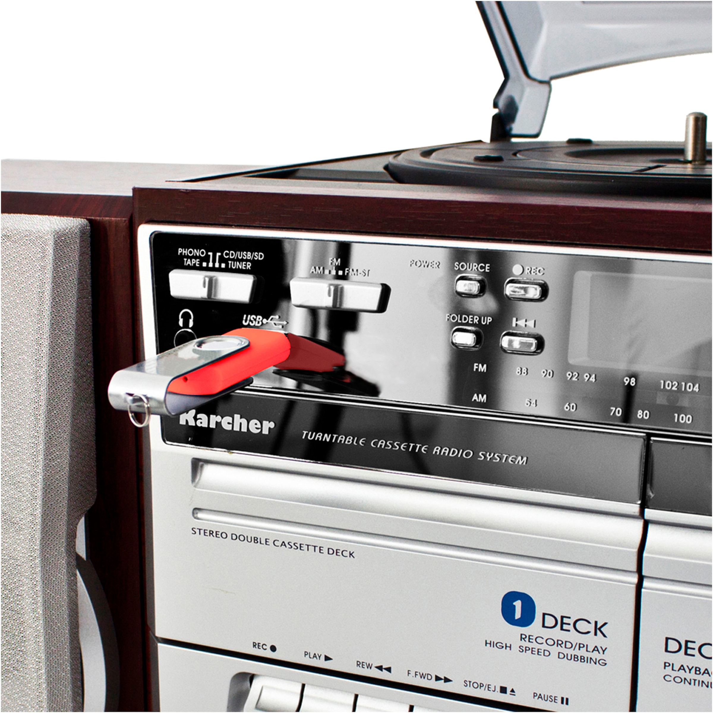Karcher Stereoanlage »KA 320«, (FM-Tuner-AM-Tuner 4 W), CD-Player, USB Anschluss, MP3-Wiedergabe, Line-Out, Kopfhörerausgang