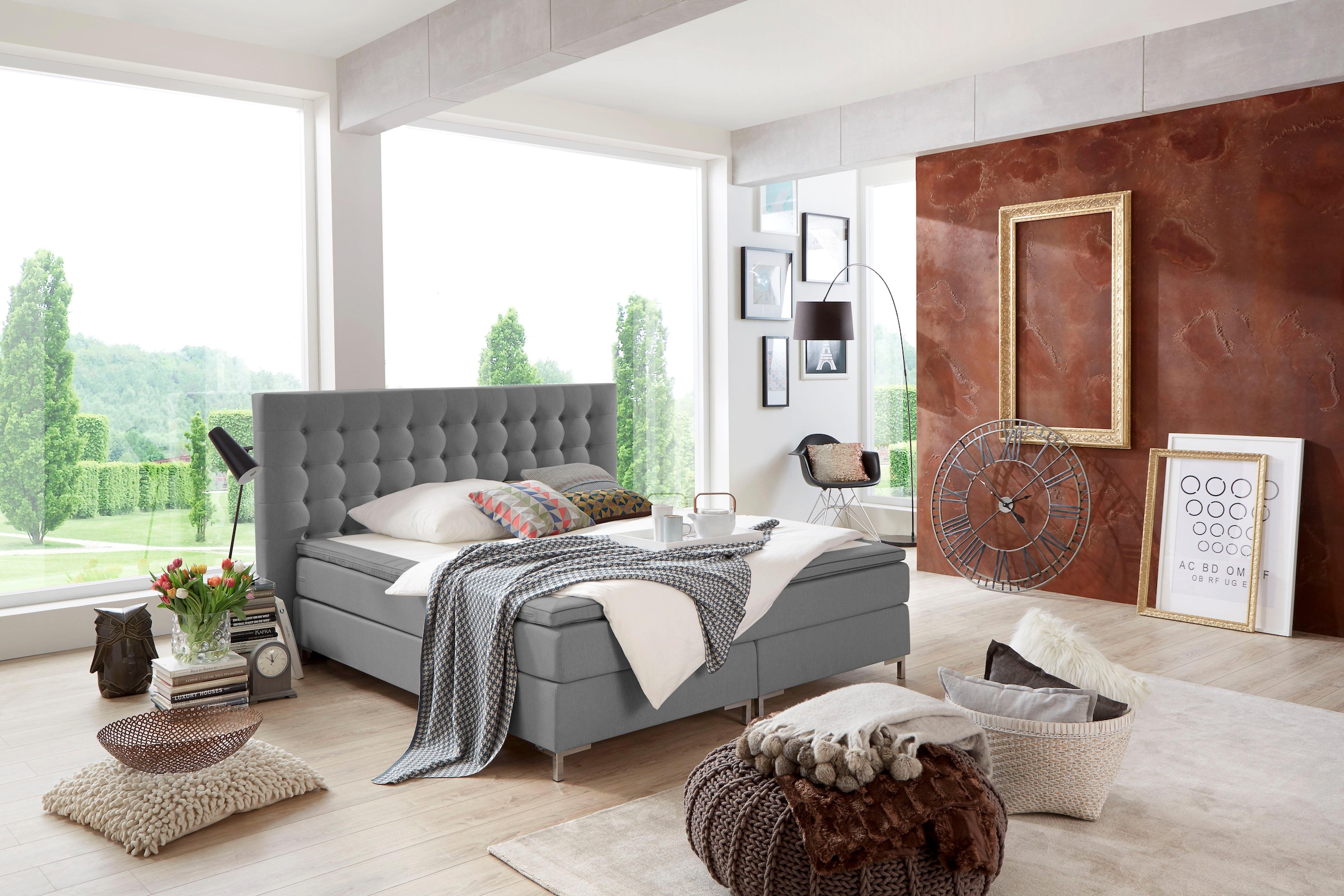 ATLANTIC home collection Boxspringbett »Anni« mit Bonnell-Federkernmatratze und Topper