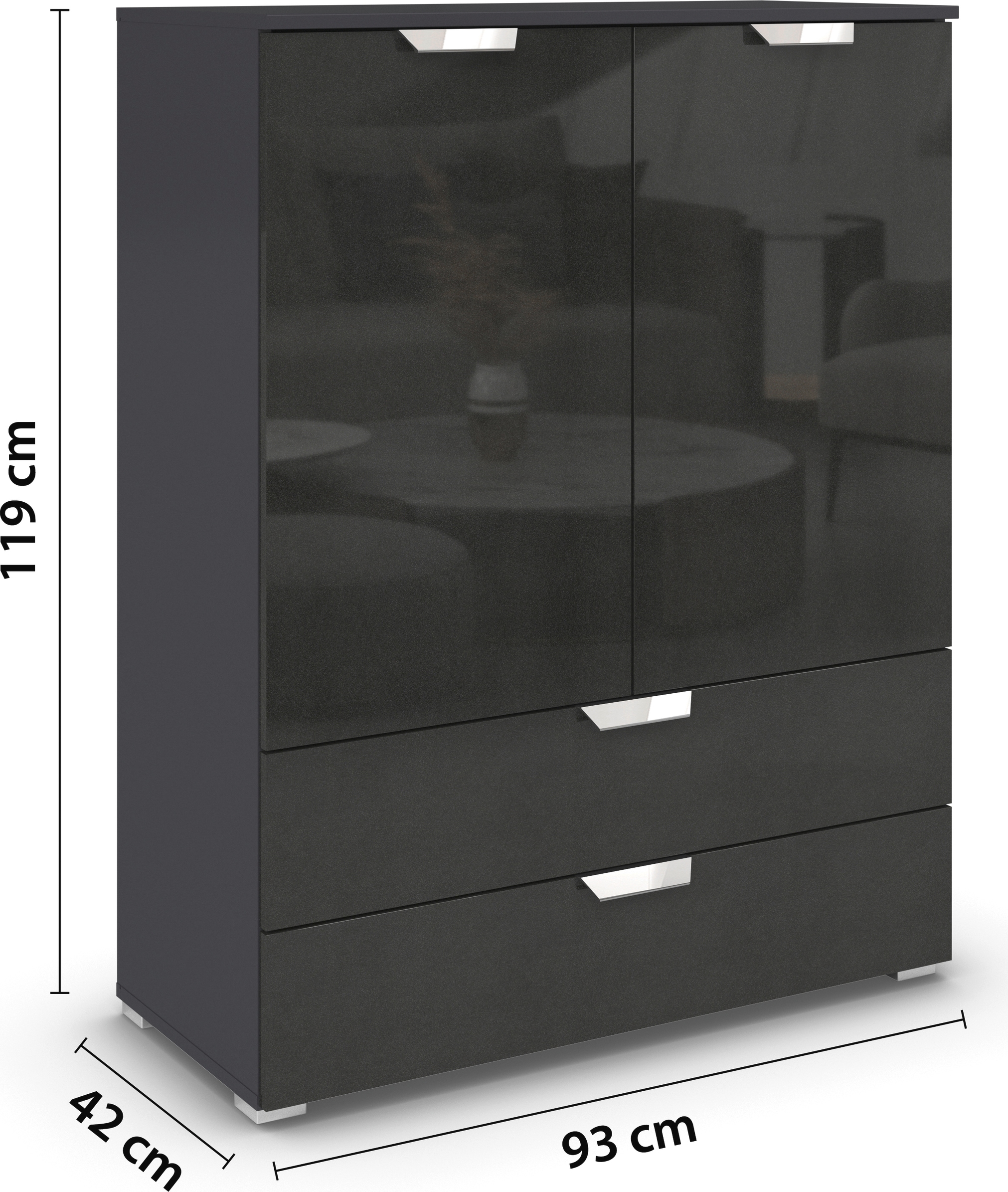 rauch Hochkommode »Glamour by Aditio«, mit Hochglanzfront, 2 Schubladen mit Softclose-Funktion