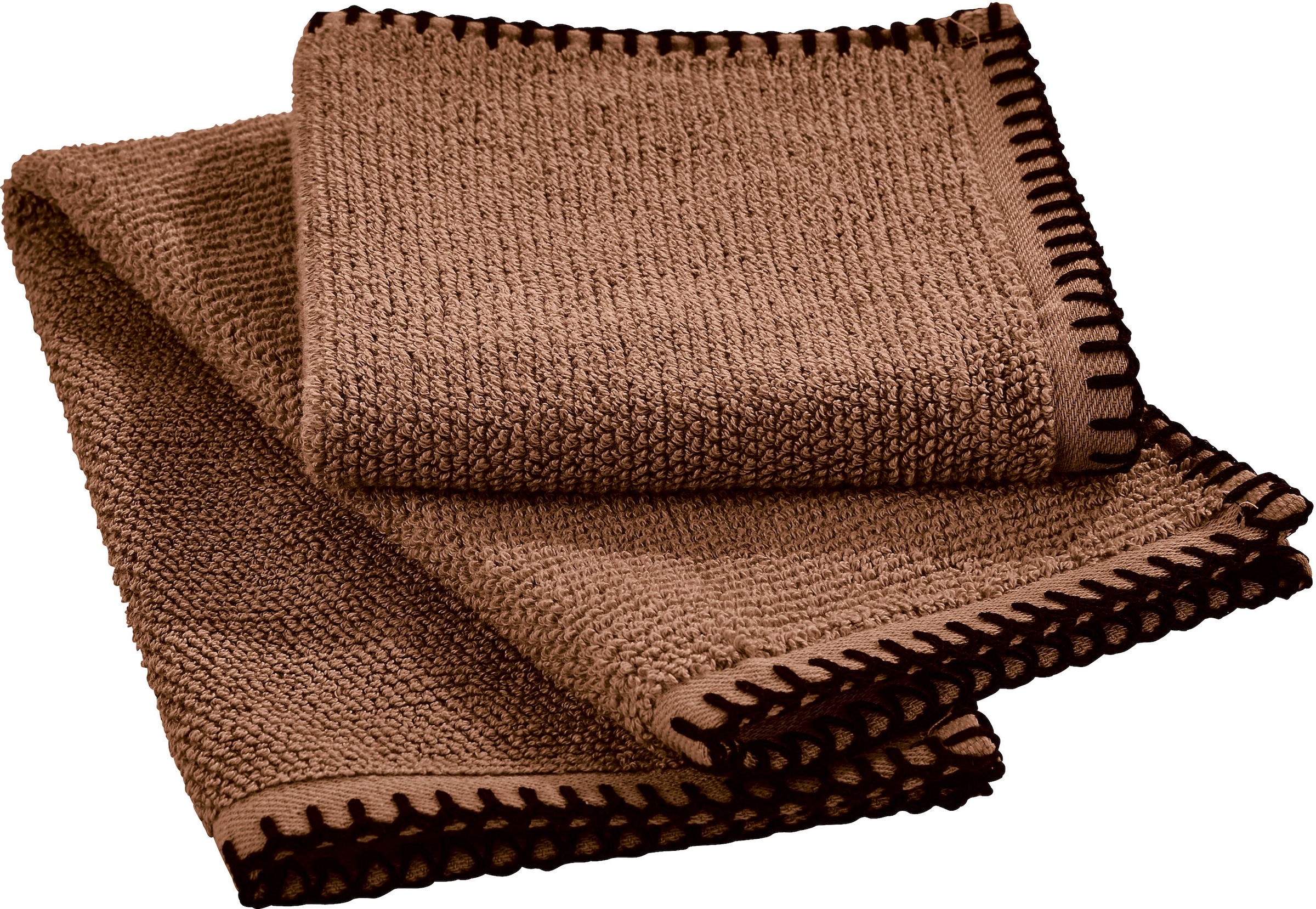 done.® Handtuch Set »Deluxe Prime«, (Set, 4 St., 2 Gästetücher (30x50 cm)-2 Handtücher (50x100 cm), mit einfassender Ziernaht in schwarz