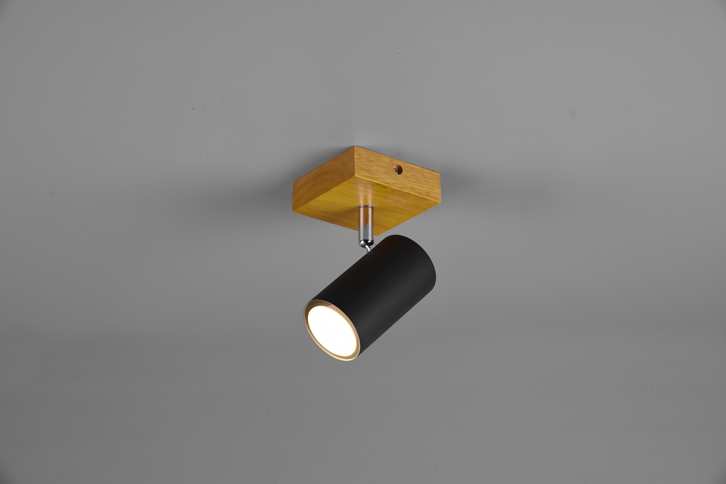 TRIO Leuchten Deckenspot »Marley«, 1 flammig, Leuchtmittel GU10 | ohne Leuchtmittel, Wand-und Deckenmontage per Stecker o. Fest-Anschluss, Holz Baldachin