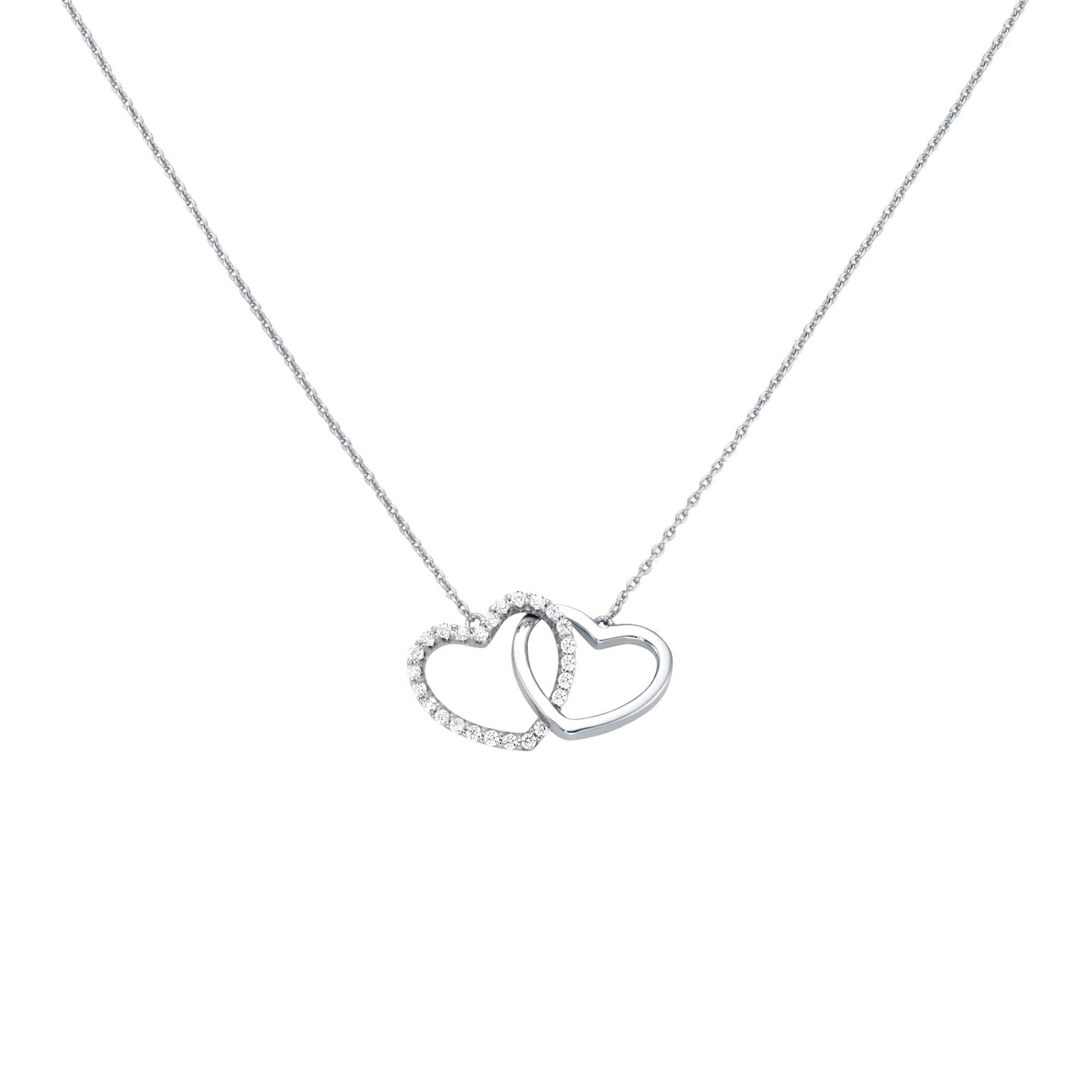 GIORGIO MARTELLO MILANO Collier »Collier zwei Herzen, mit weißen Zirkonia, Silber 925«
