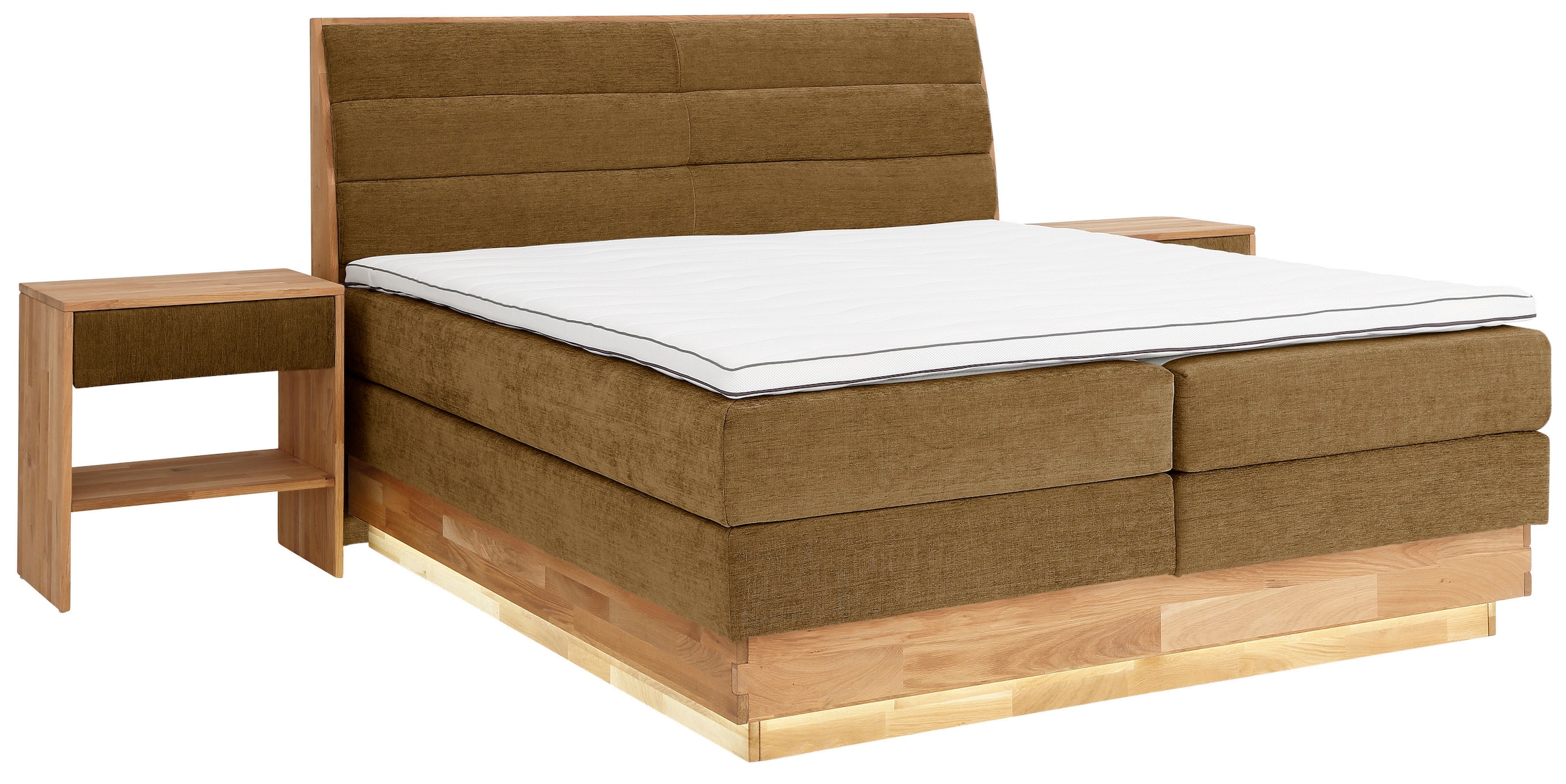 OTTO home Boxspringbett »JENNA in verschiedenen Farben und Breiten erhältlich« LED-Beleuchtung, mit zertifizierten, recycelten Bezugsstoffen