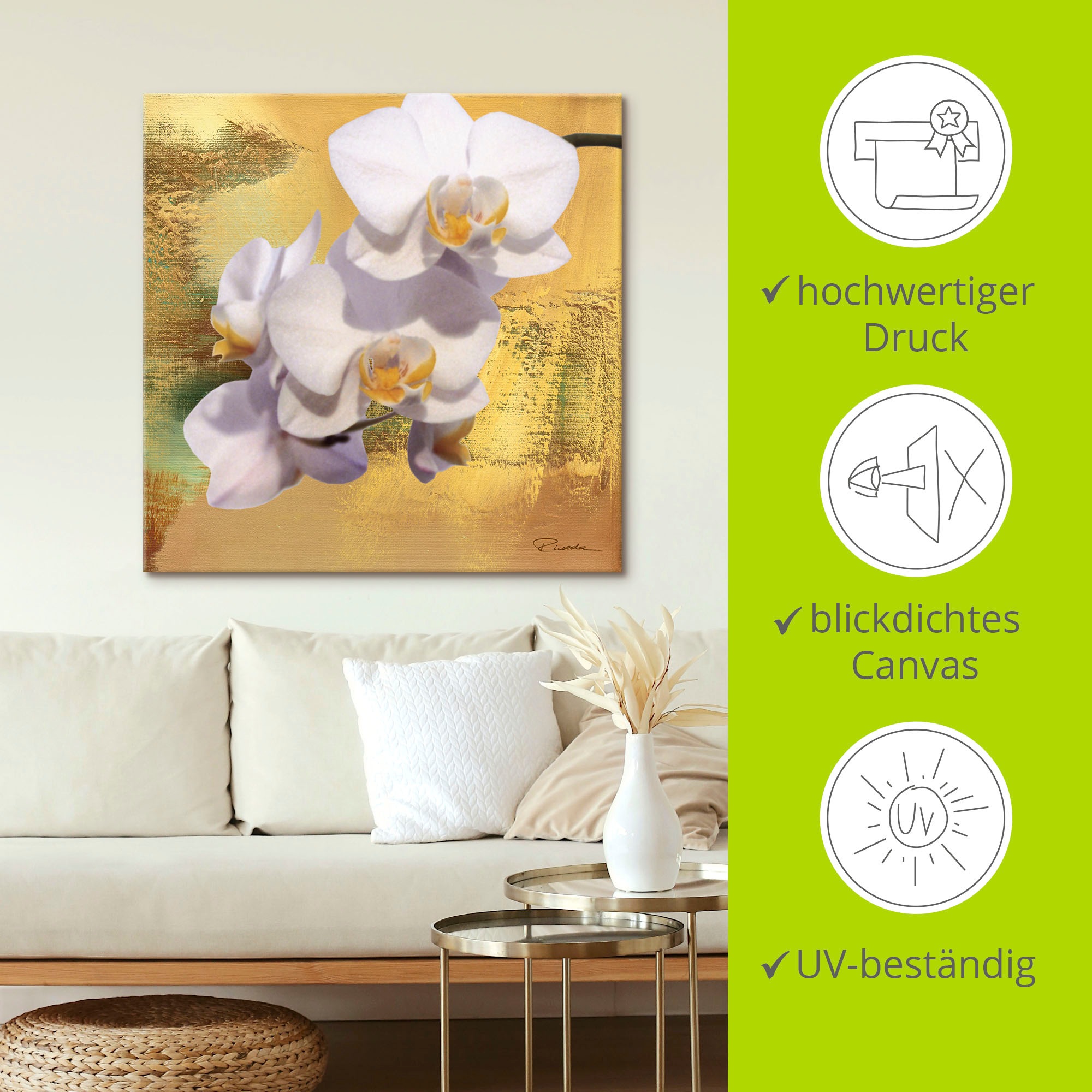 Artland Leinwandbild »Weiße Orchidee II«, Blumen, (1 St.), auf Keilrahmen gespannt