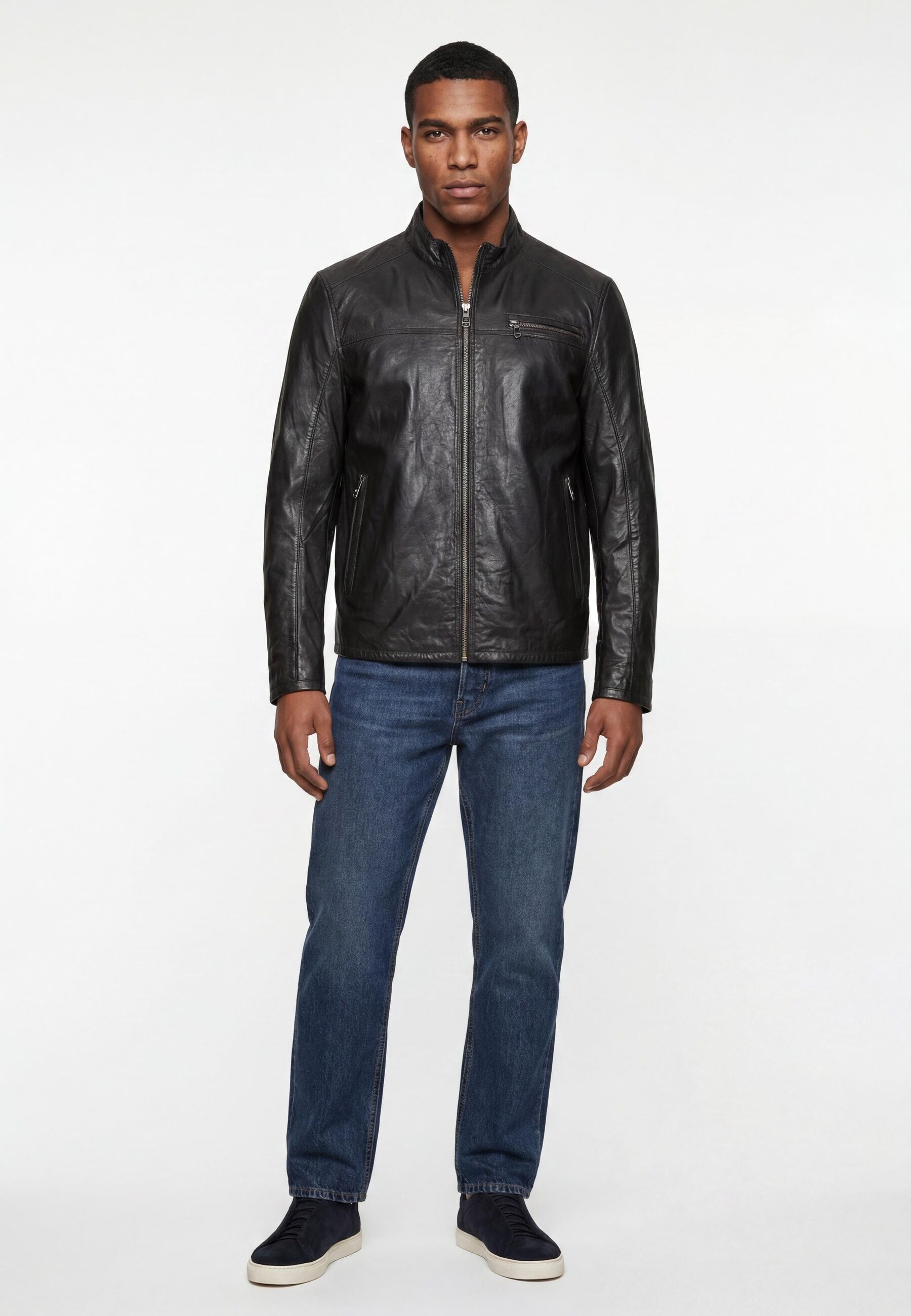 Milestone Lederjacke »MSMarco« ohne Kapuze robuste Metallreißverschlüsse