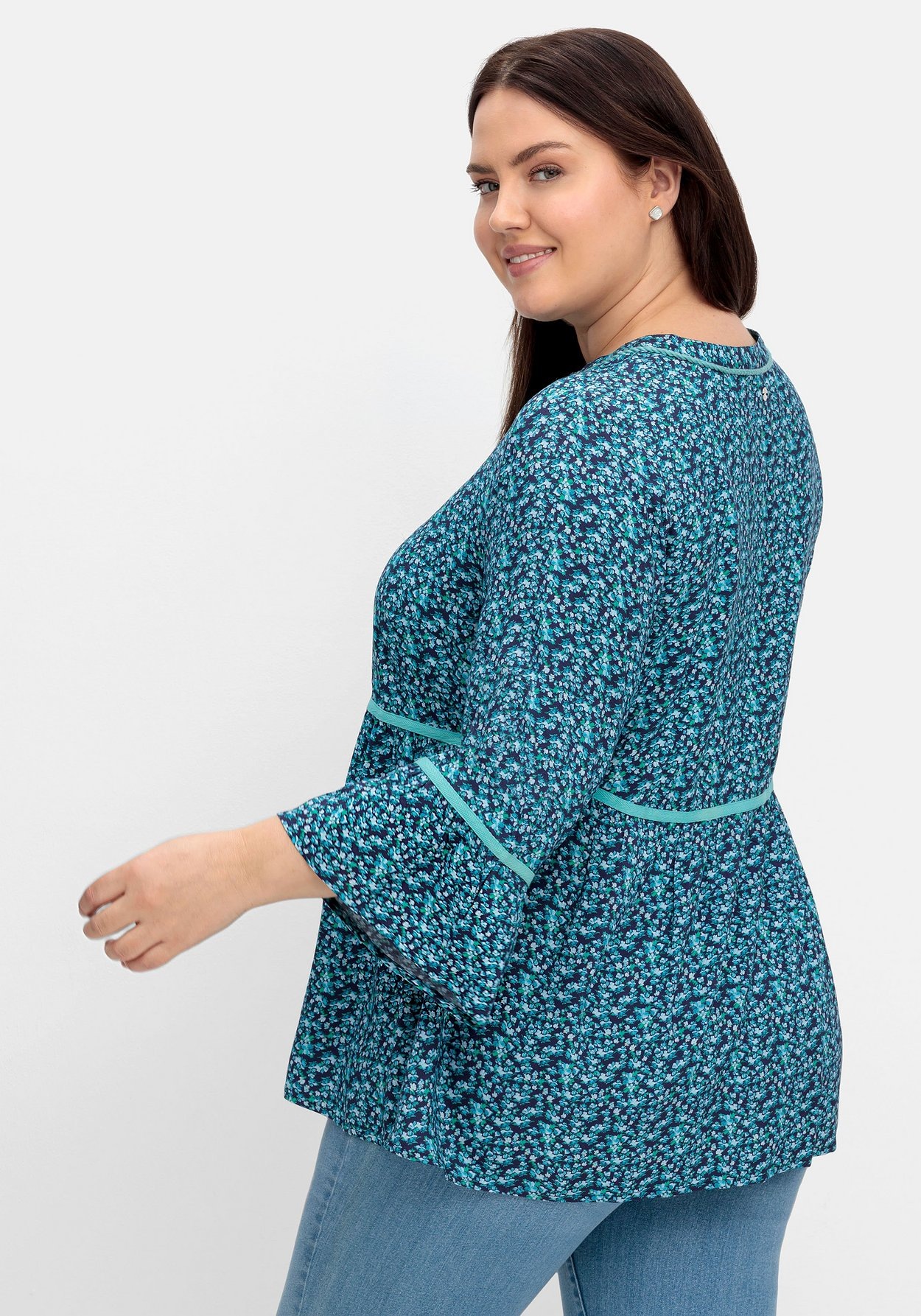 Sheego Tunika »Tunika mit Blumenprint und 3/4-Arm«, mit Blumenprint und 3/4-Arm