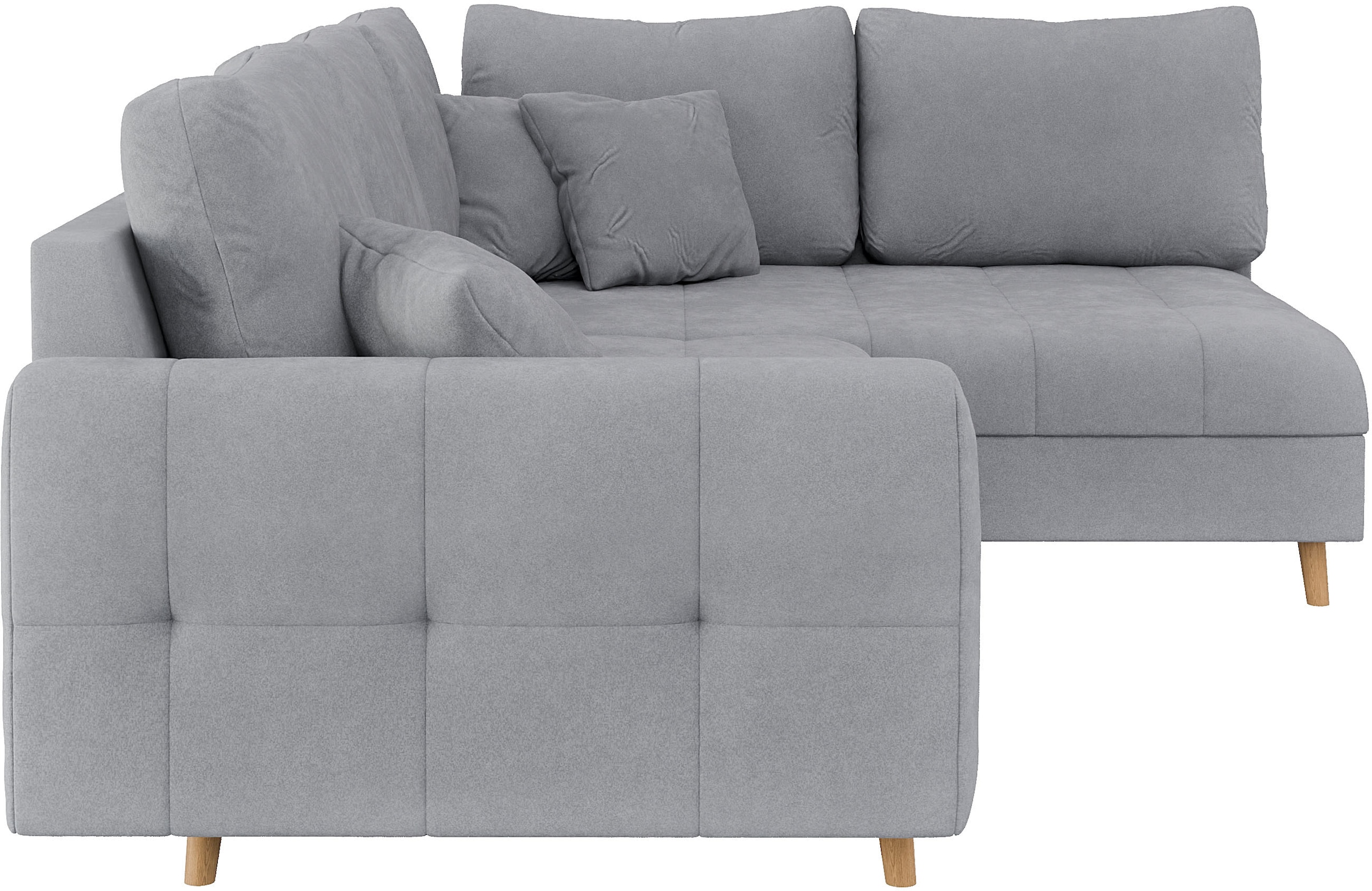 Home affaire Ecksofa »CHARRE L-Form mit Ottomane, Maße B/T/H: 231/161/81 cm«, feine Steppung, lose Rücken- und Zierkissen, auch in Cord und Bouclé