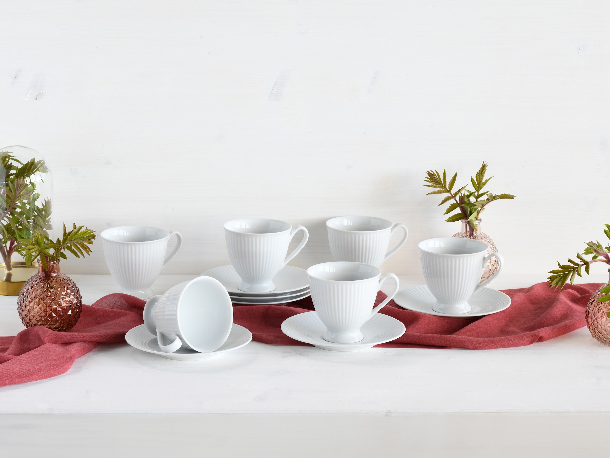 CreaTable Tasse »Valencia Weiß, Kaffeeset, 12-tlg.« Elegant, Boho Chic