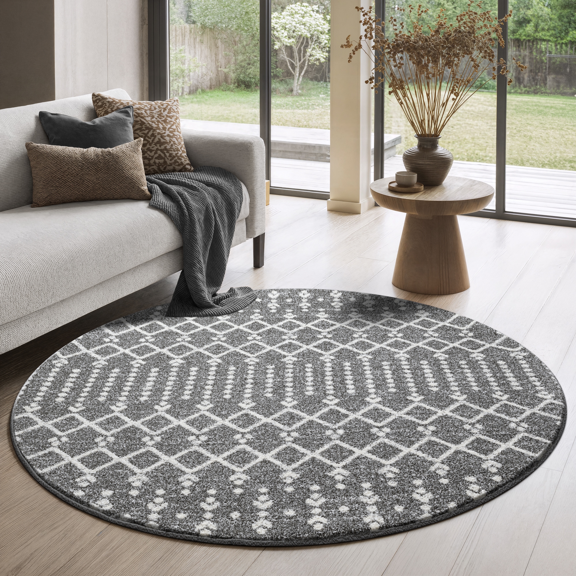 Sanat Teppich »Boho 8203« rund 10 mm Höhe Kurzflor, robust, Boho, Scandic, für Fussbodenheizung geeignet