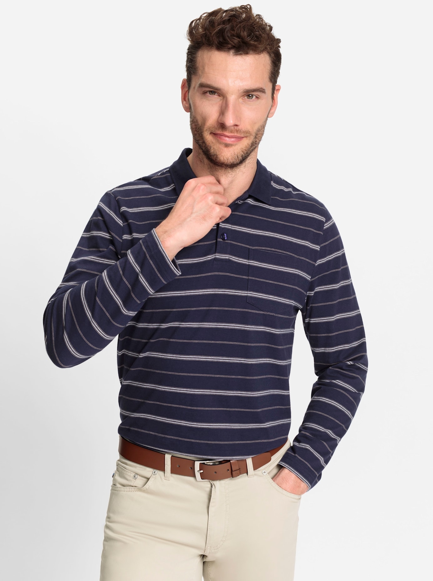 Marco Donati Poloshirt »Langarm-Poloshirt«, (1 tlg.)