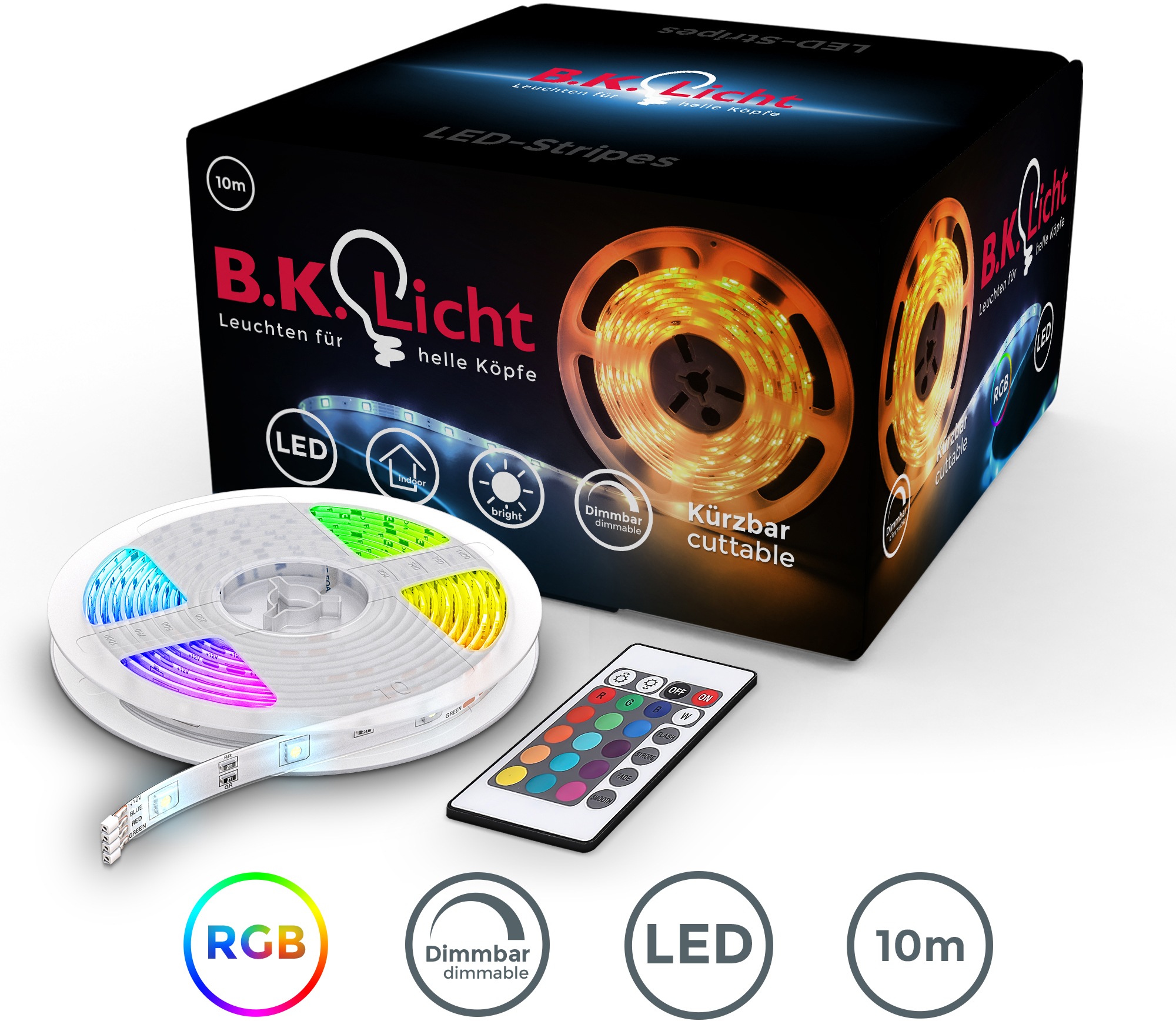 B.K.Licht LED-Streifen »Lucilla« LED Band, RGB, Fernbedienung, selbstklebend, Farbwechsel, kürzbar