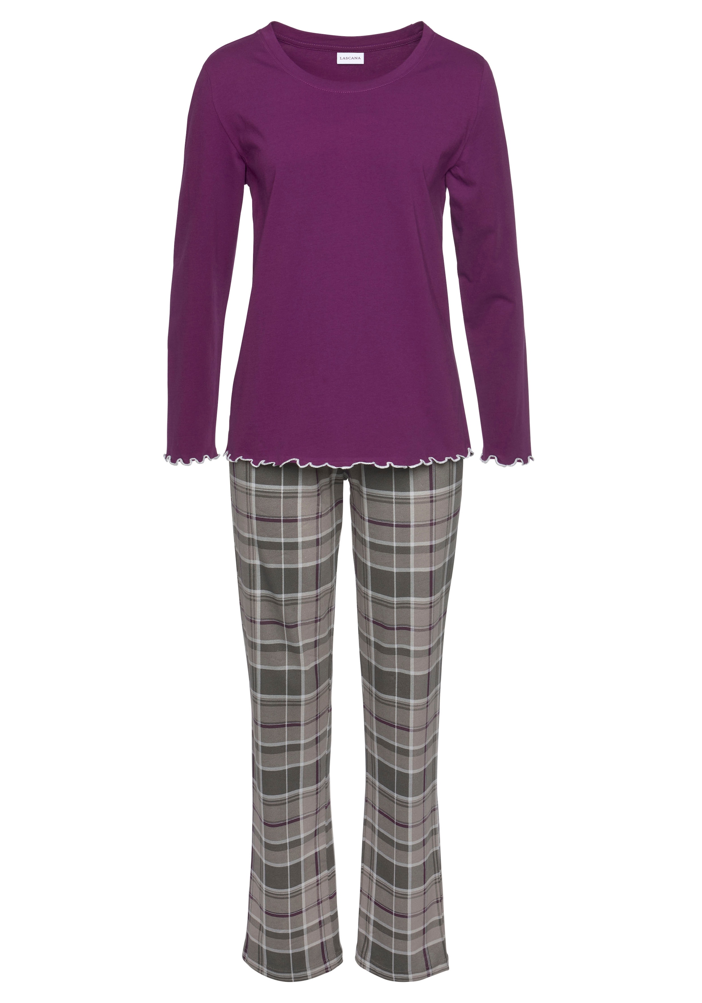 LASCANA Pyjama 2 Stk. tlg., mit Flanellhose im Karomuster