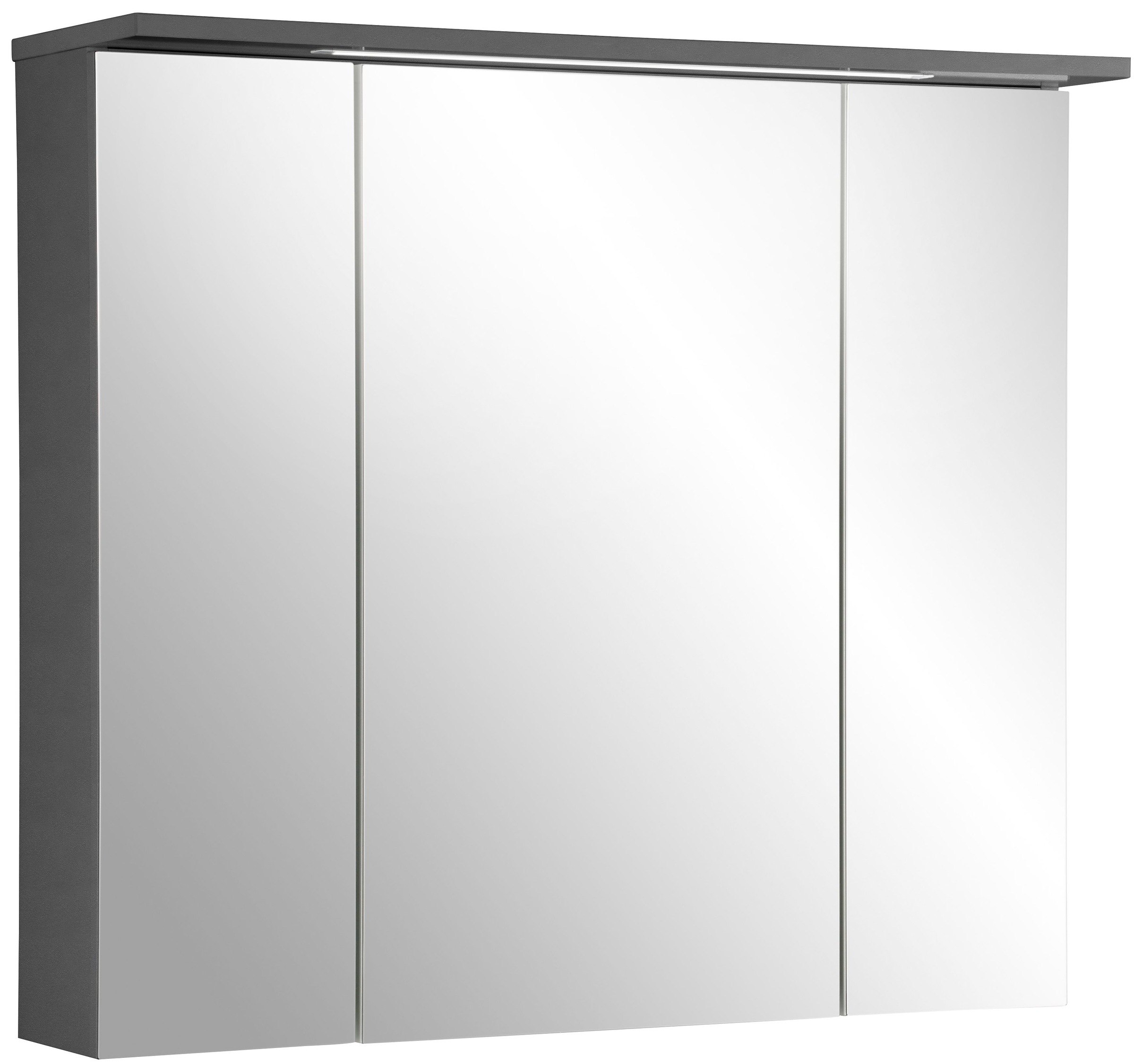 Schildmeyer Spiegelschrank »Profil 16«, Breite 80 cm, 3-türig, eingelassene LED-Beleuchtung, Schalter-/Steckdosenbox, Glaseinlegeböden, Made in Germany