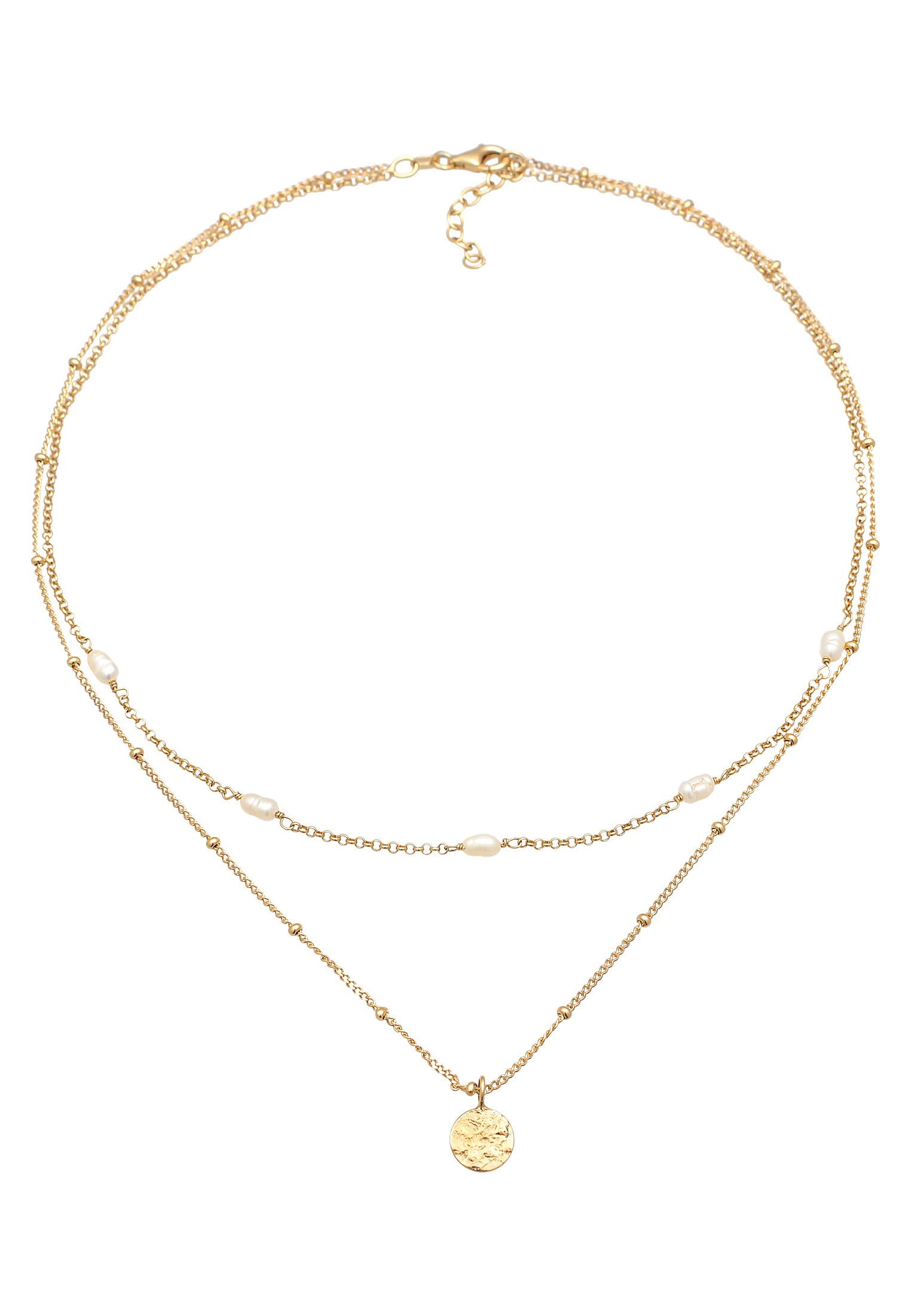 Elli Silberkette »Halskette Choker Layer Perlen Plättchen 925 SIlber«