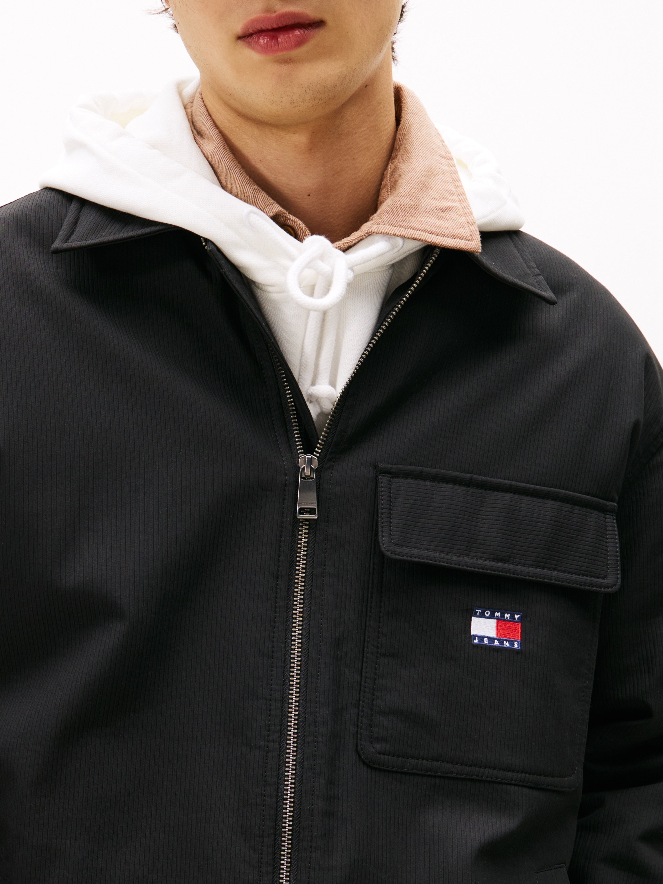 Tommy Jeans Hemdjacke »TJM PADDED TECH CORD« ohne Kapuze Overshirt, lockere Form, wattiert